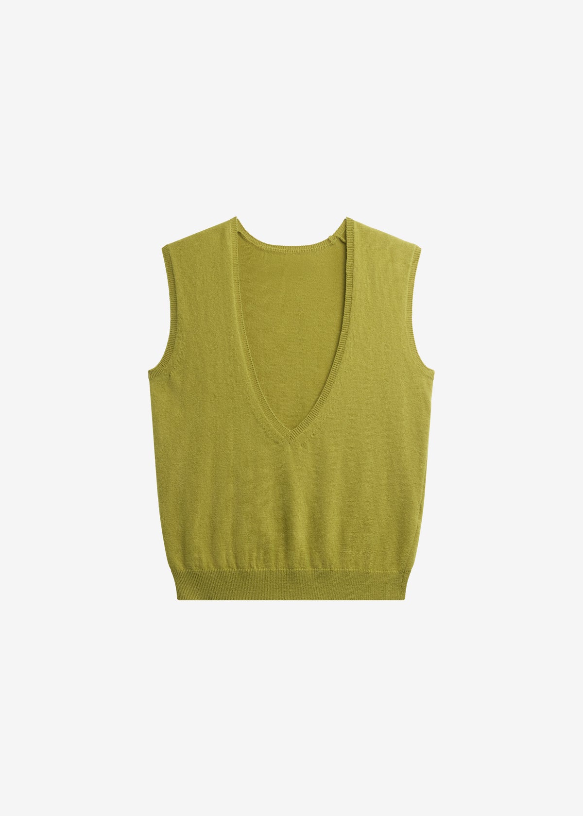 Lizan Deep V Neck Knit Vest - Chartreuse