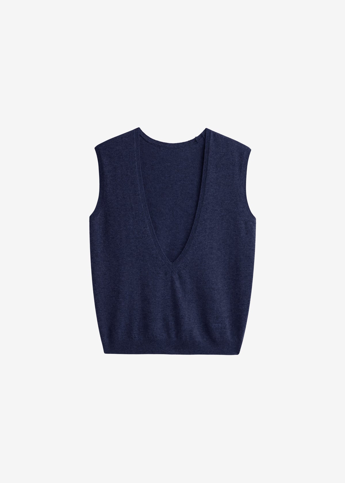 Lizan Deep V Neck Knit Vest - Dark Navy
