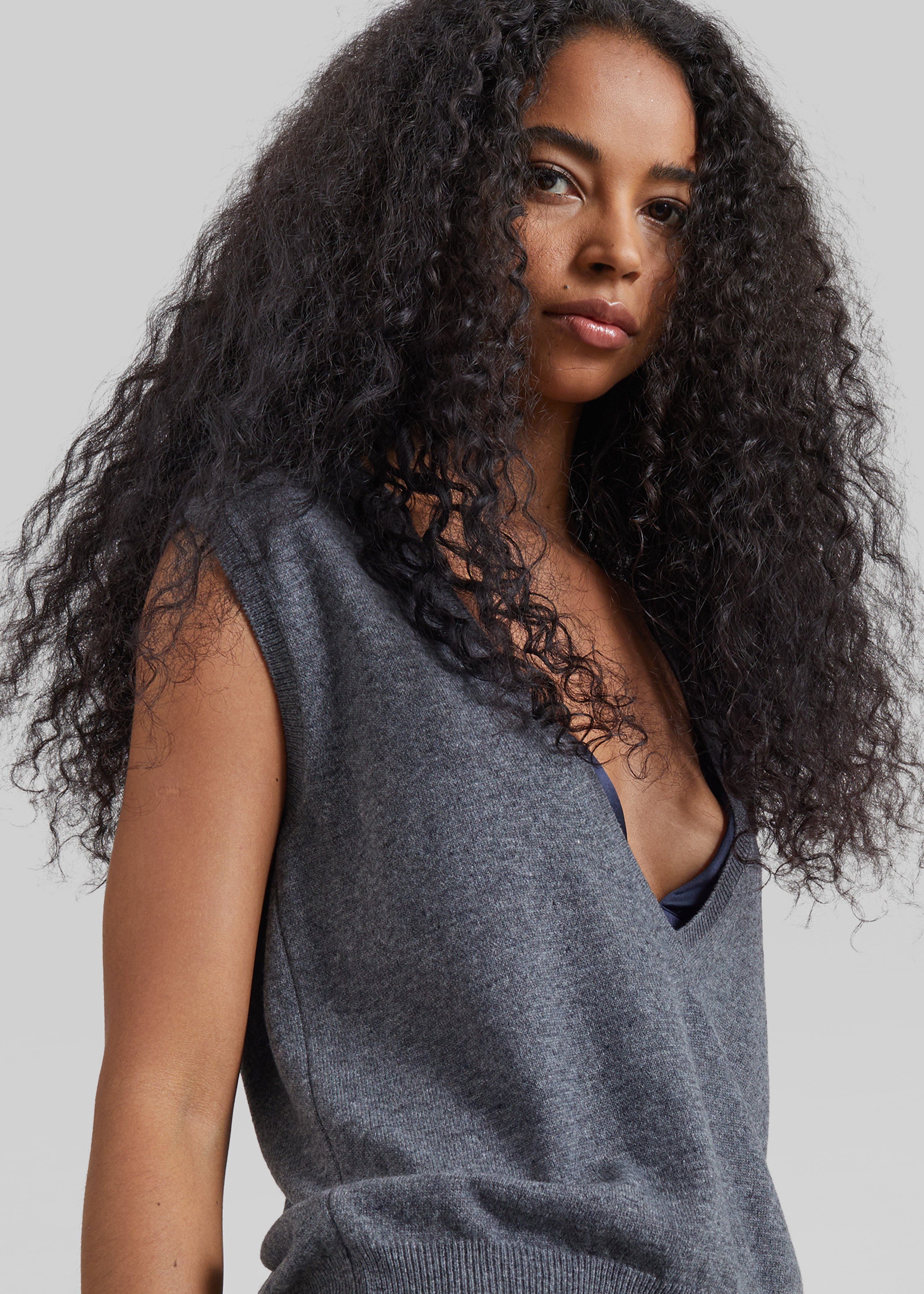 Lizan Deep V Neck Knit Vest - Dark Grey – The Frankie Shop