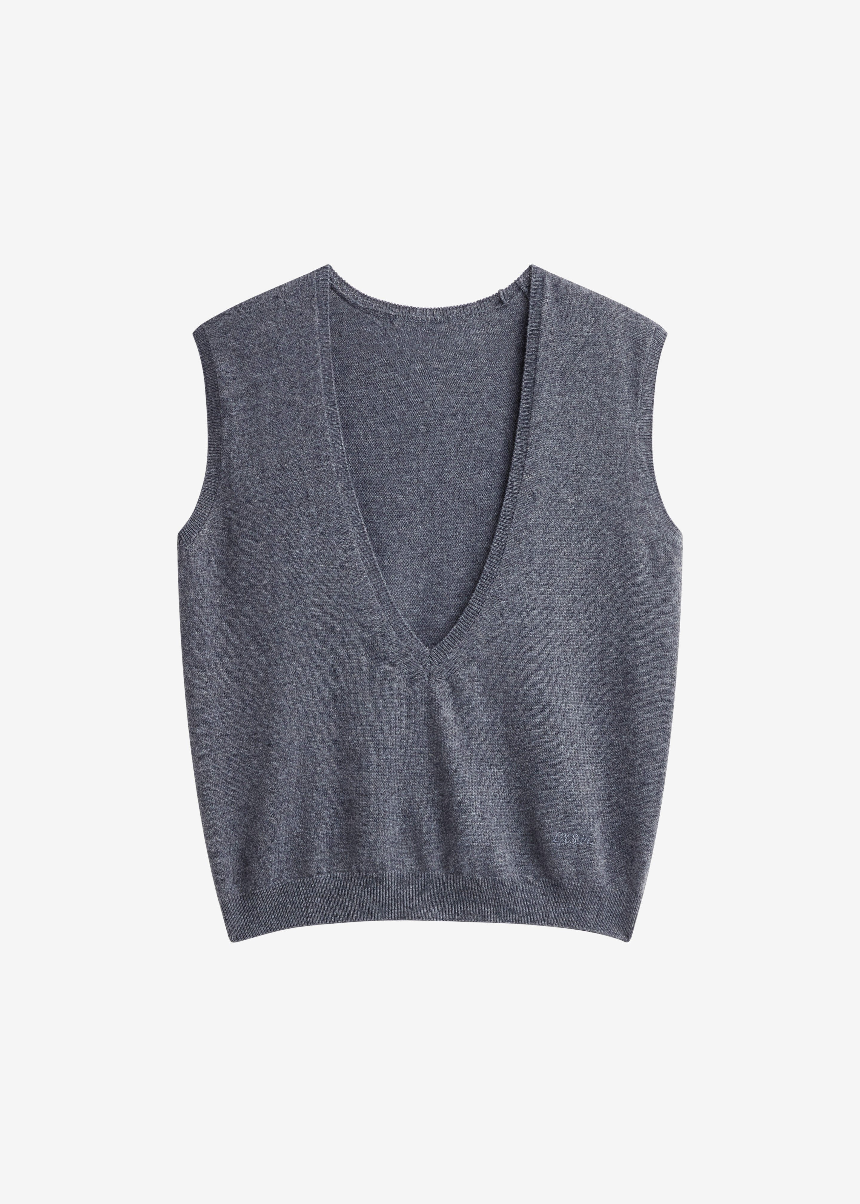 PERVERZE / Line Neck Knit Vest ベスト Lizan Deep V Neck Knit Vest - Dark Grey – The Frankie Shop
