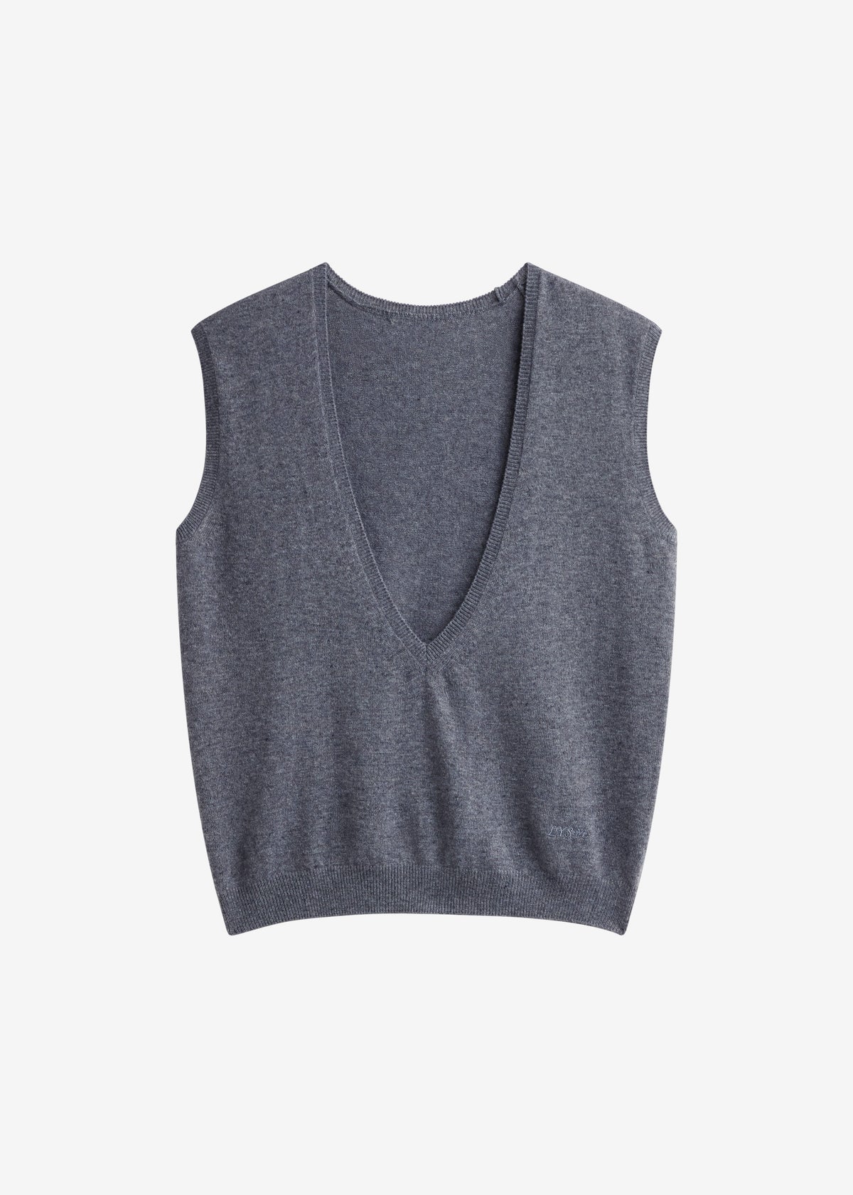 Lizan Deep V Neck Knit Vest - Dark Grey - 7