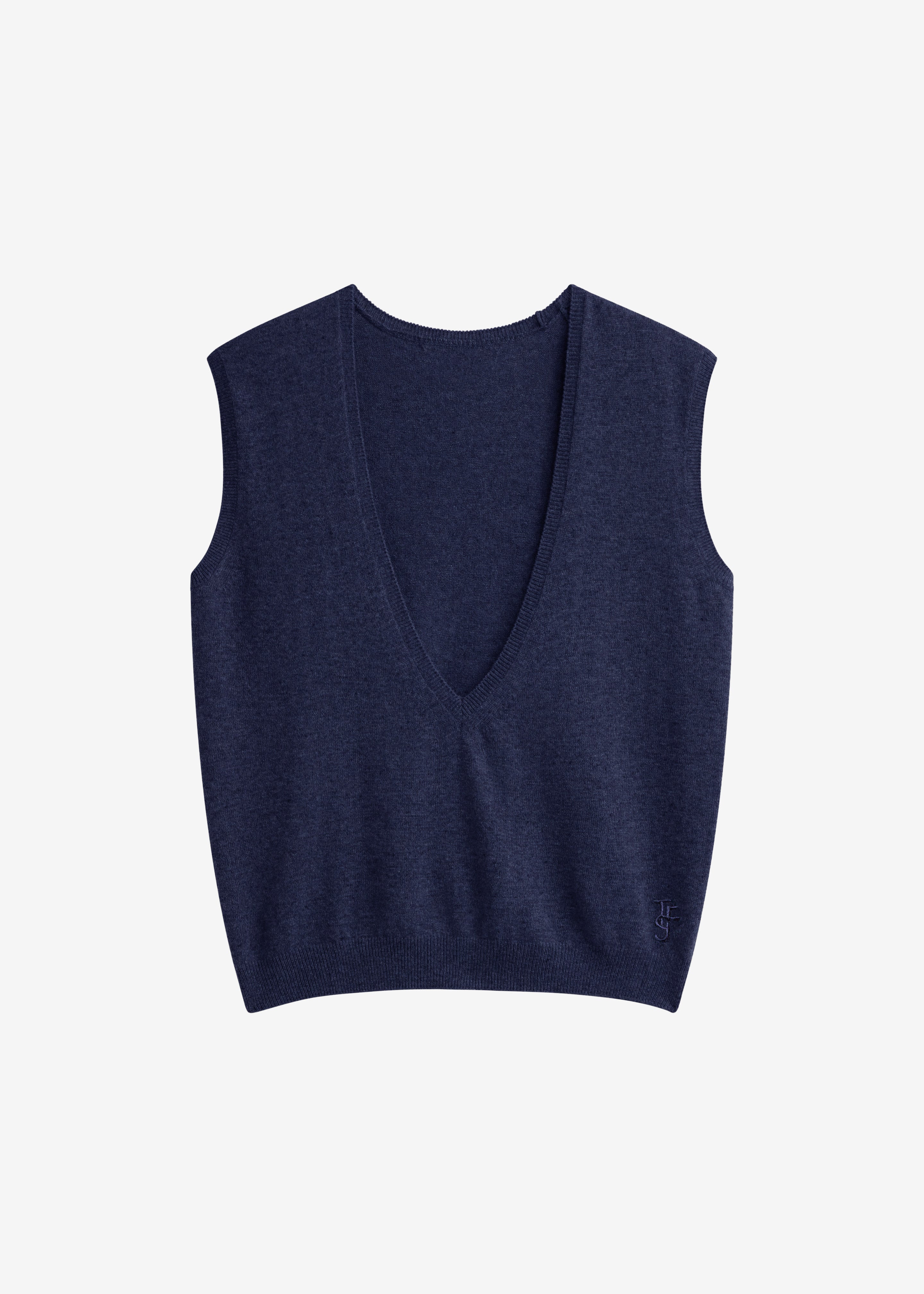 Lizan Deep V Neck Knit Vest - Dark Navy – The Frankie Shop