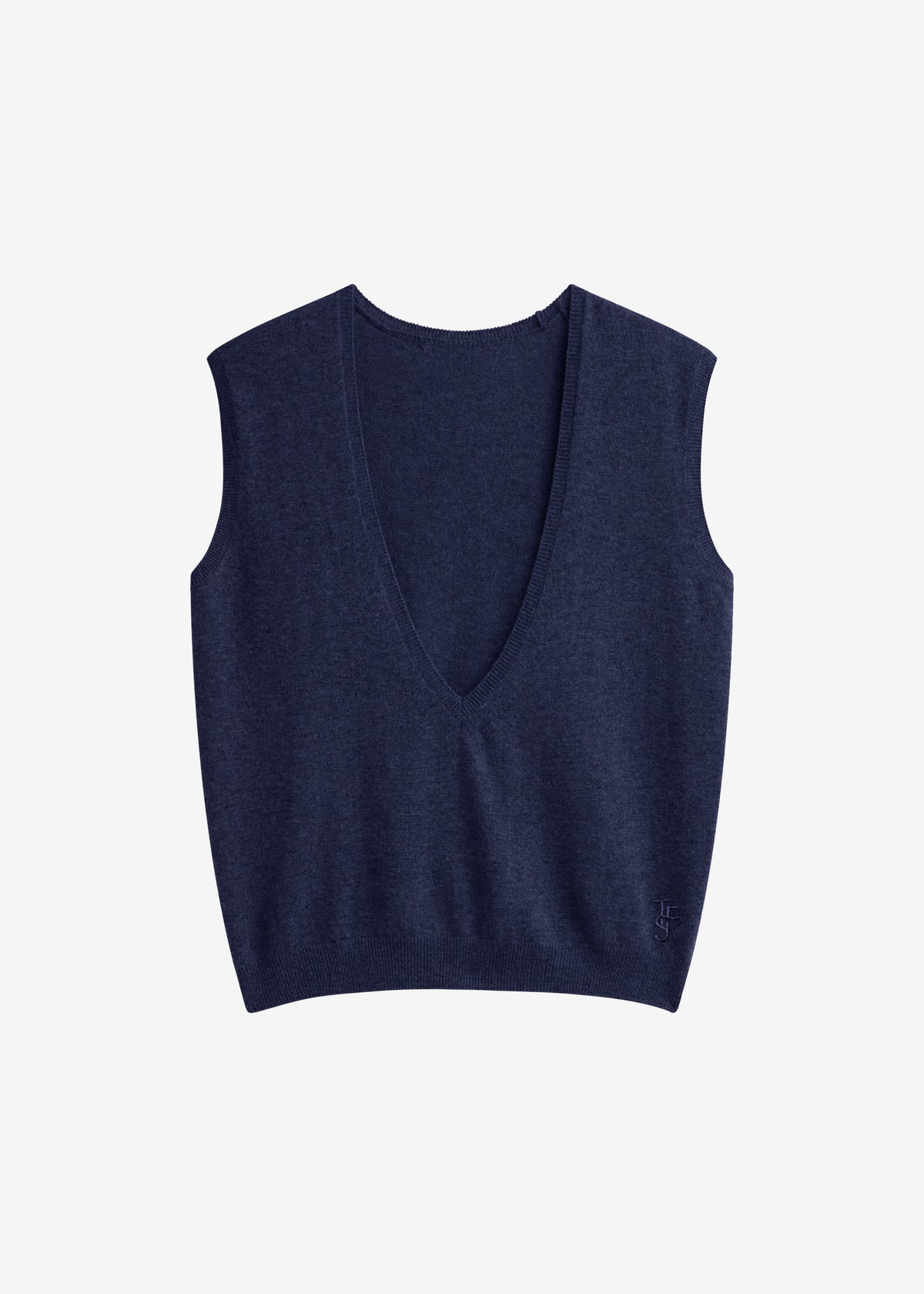 Lizan Deep V Neck Knit Vest - Dark Navy