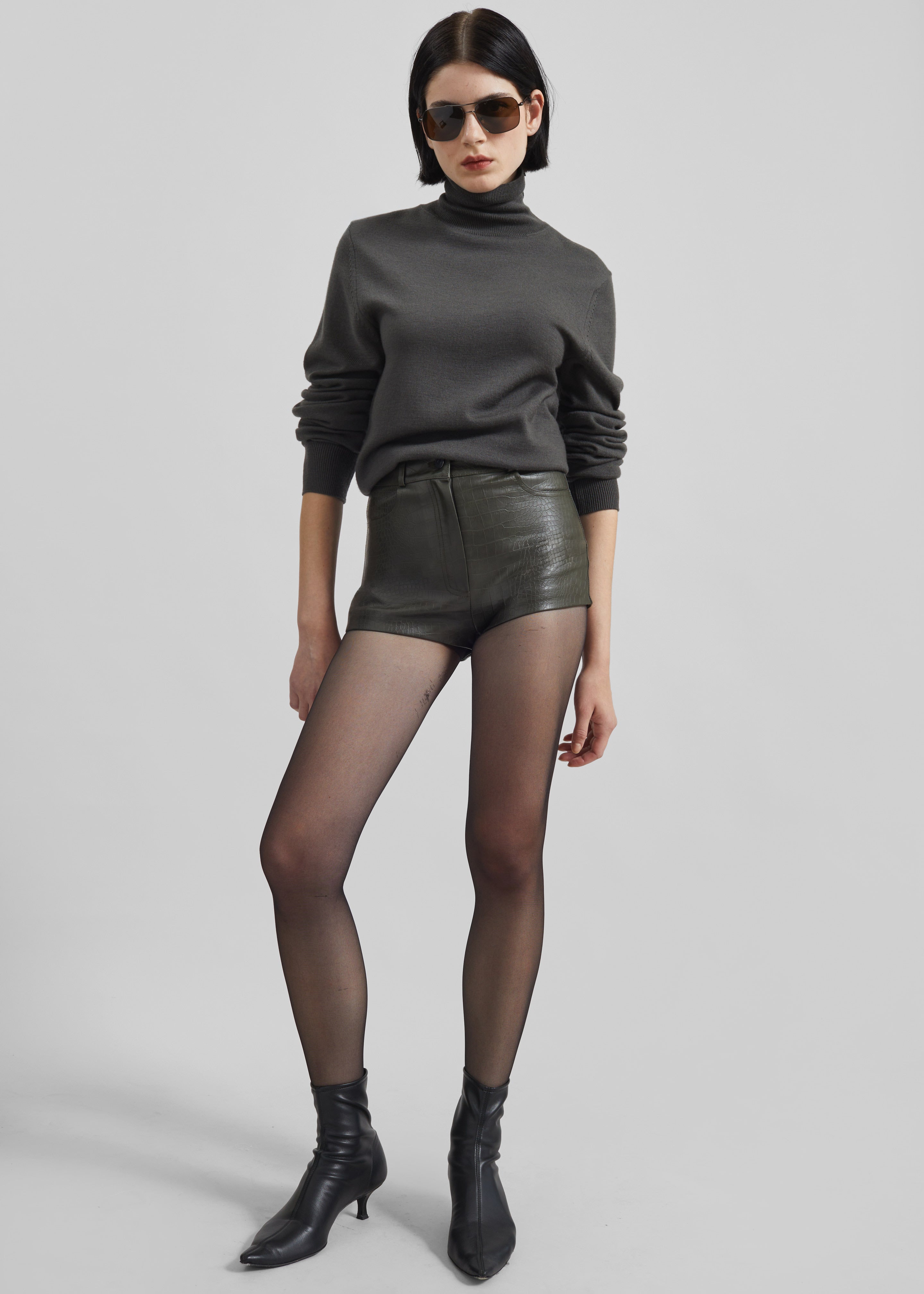 Loen Faux Leather Croc Hot Pants - Dark Olive – The Frankie Shop