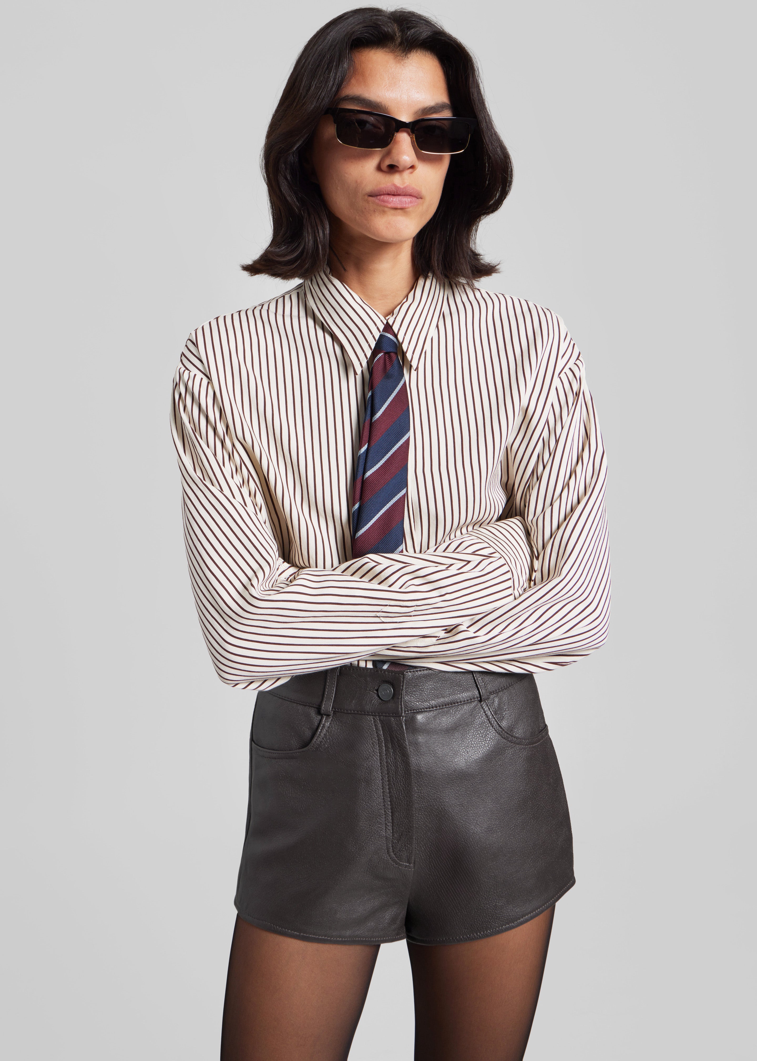 Loen Leather Hot Pants - Vintage Brown - 6