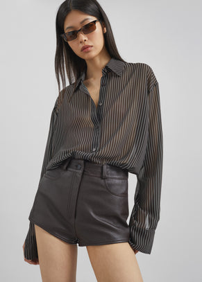 Loen Leather Hot Pants - Vintage Brown