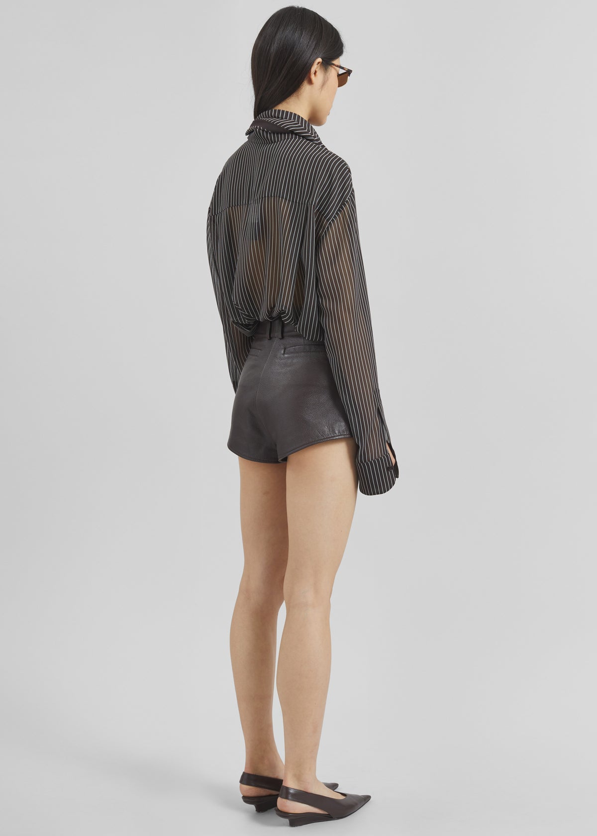 Loen Leather Hot Pants - Vintage Brown - 12