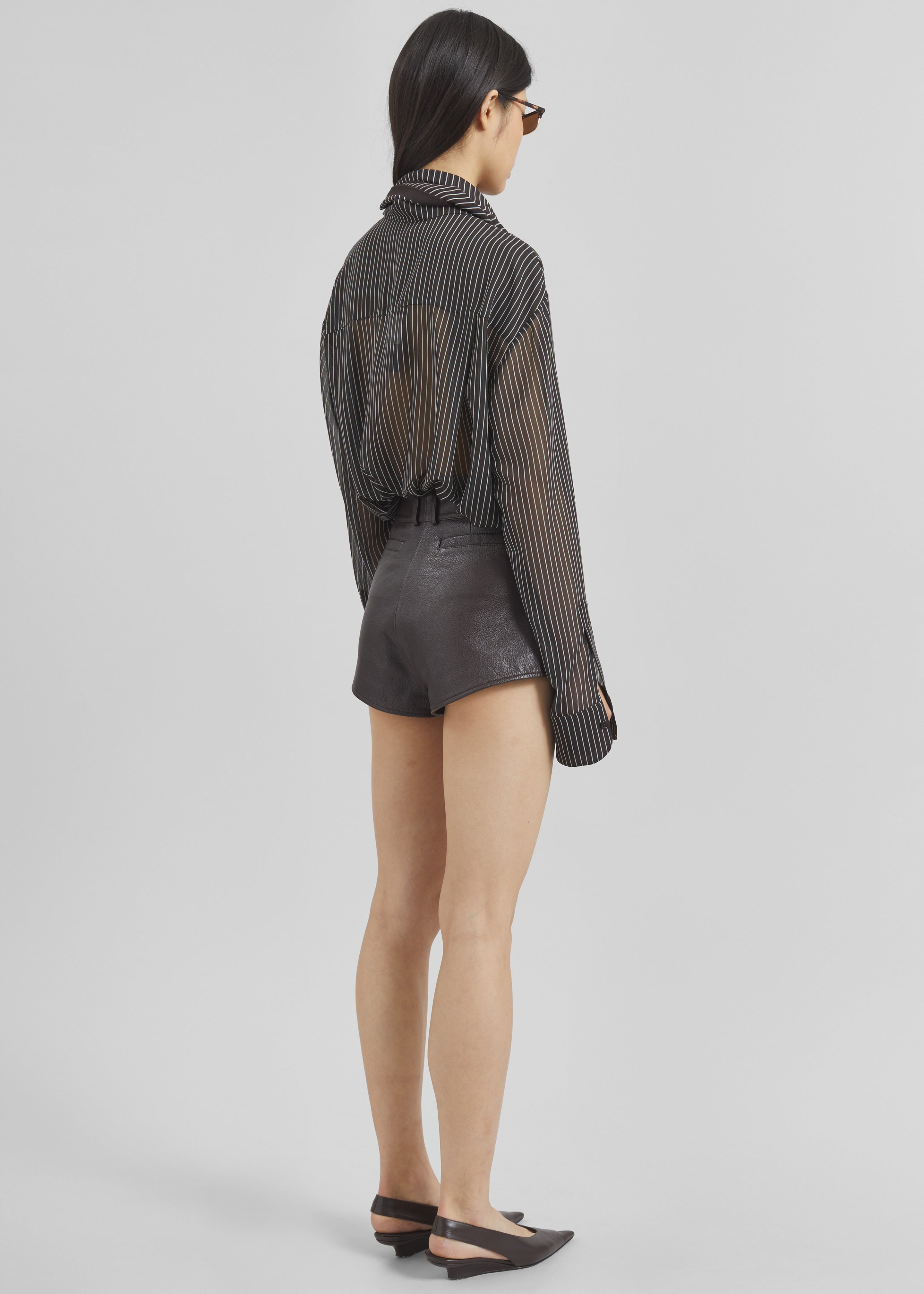 Loen Leather Hot Pants - Vintage Brown - 12