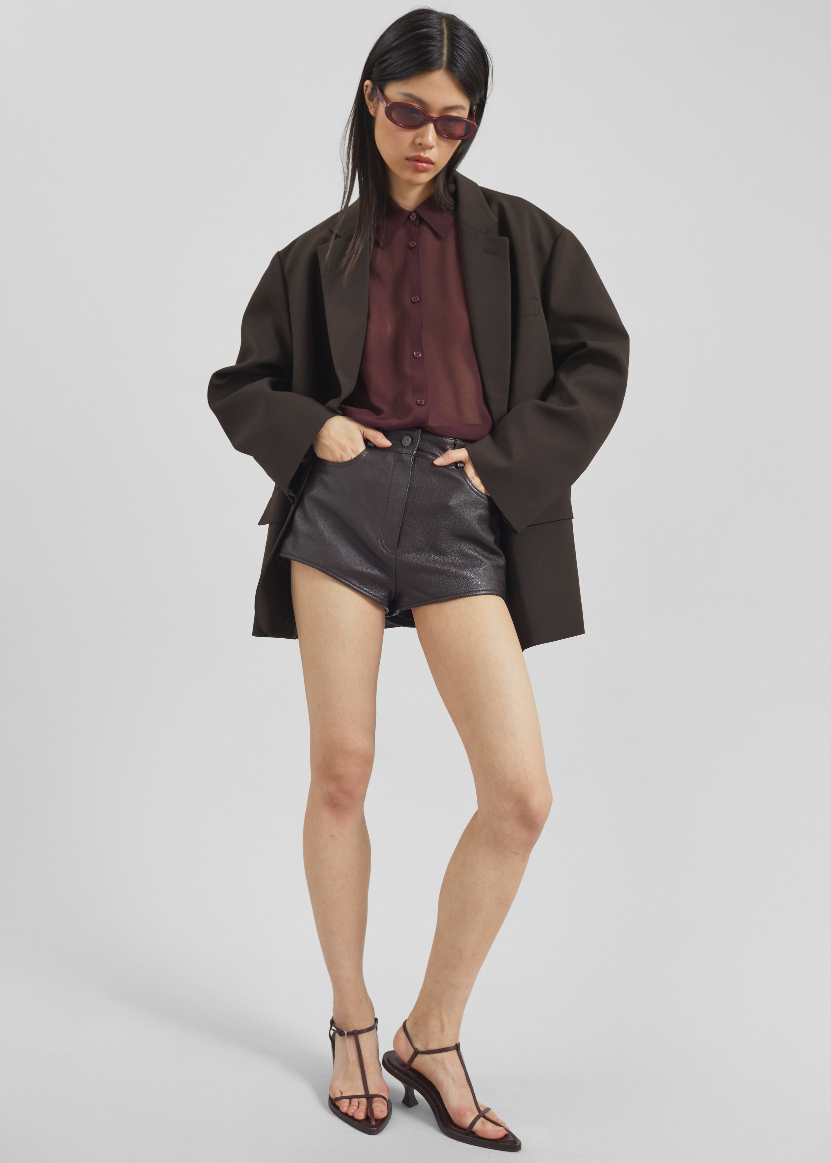 Loen Leather Hot Pants - Vintage Brown - 8