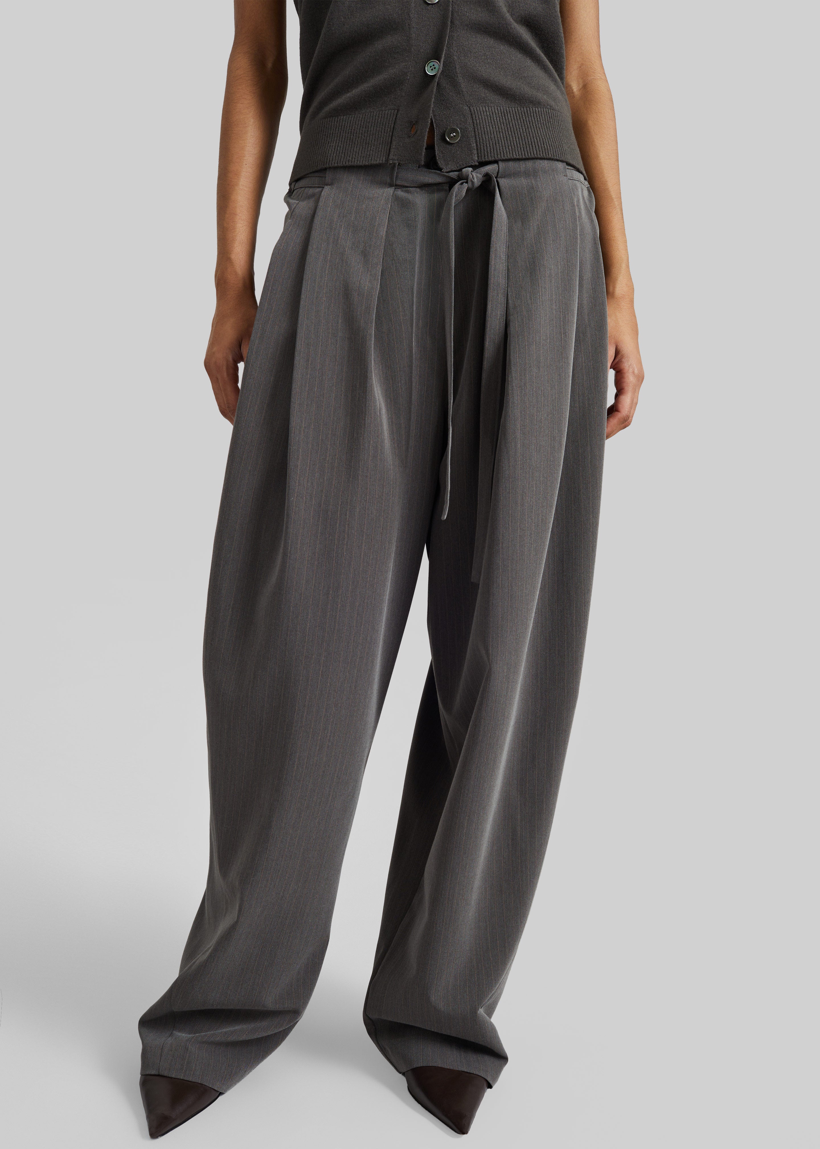 Loire Curved Pants - Charcoal Pinstripe – The Frankie Shop
