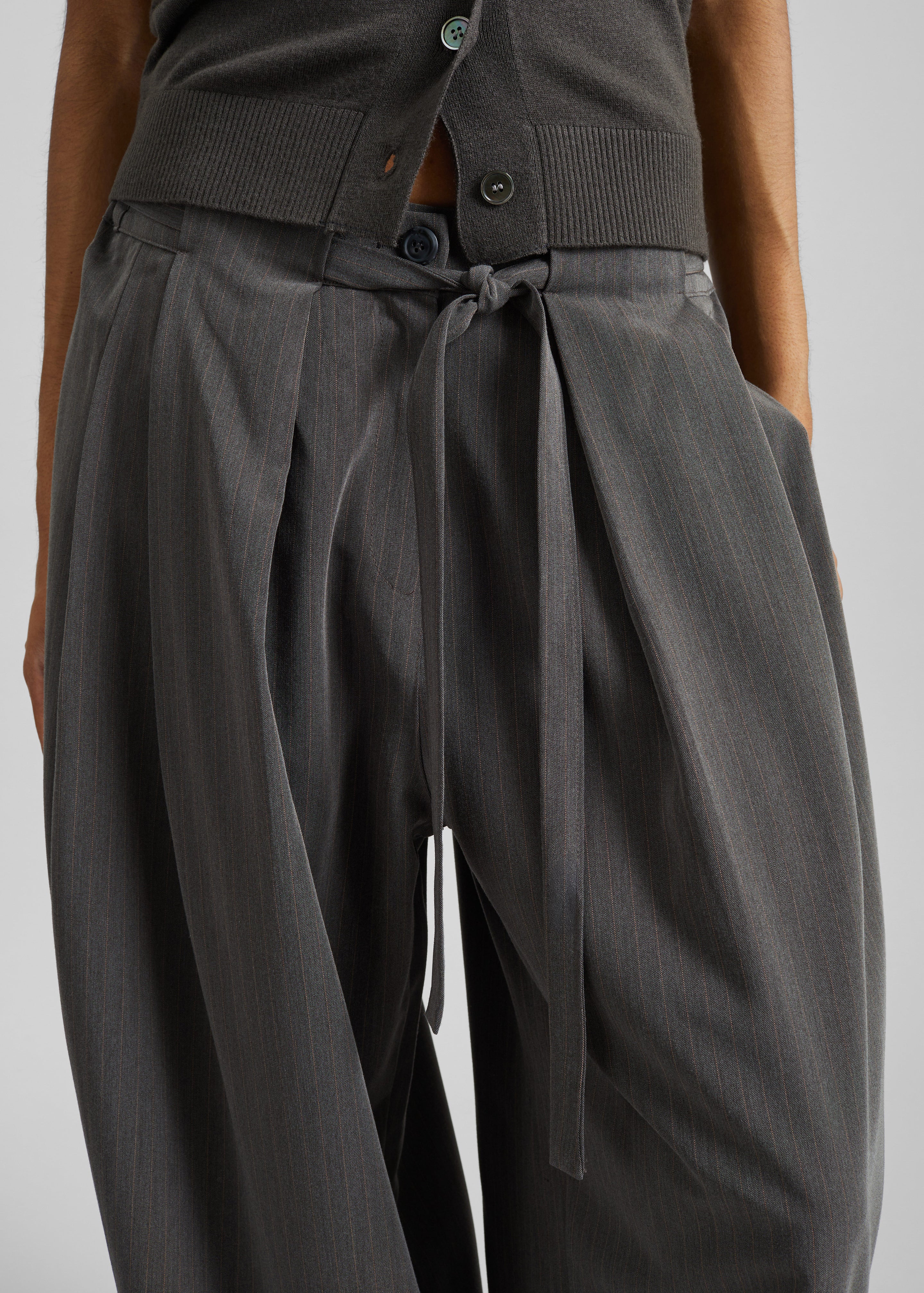 Loire Curved Pants - Charcoal Pinstripe – The Frankie Shop
