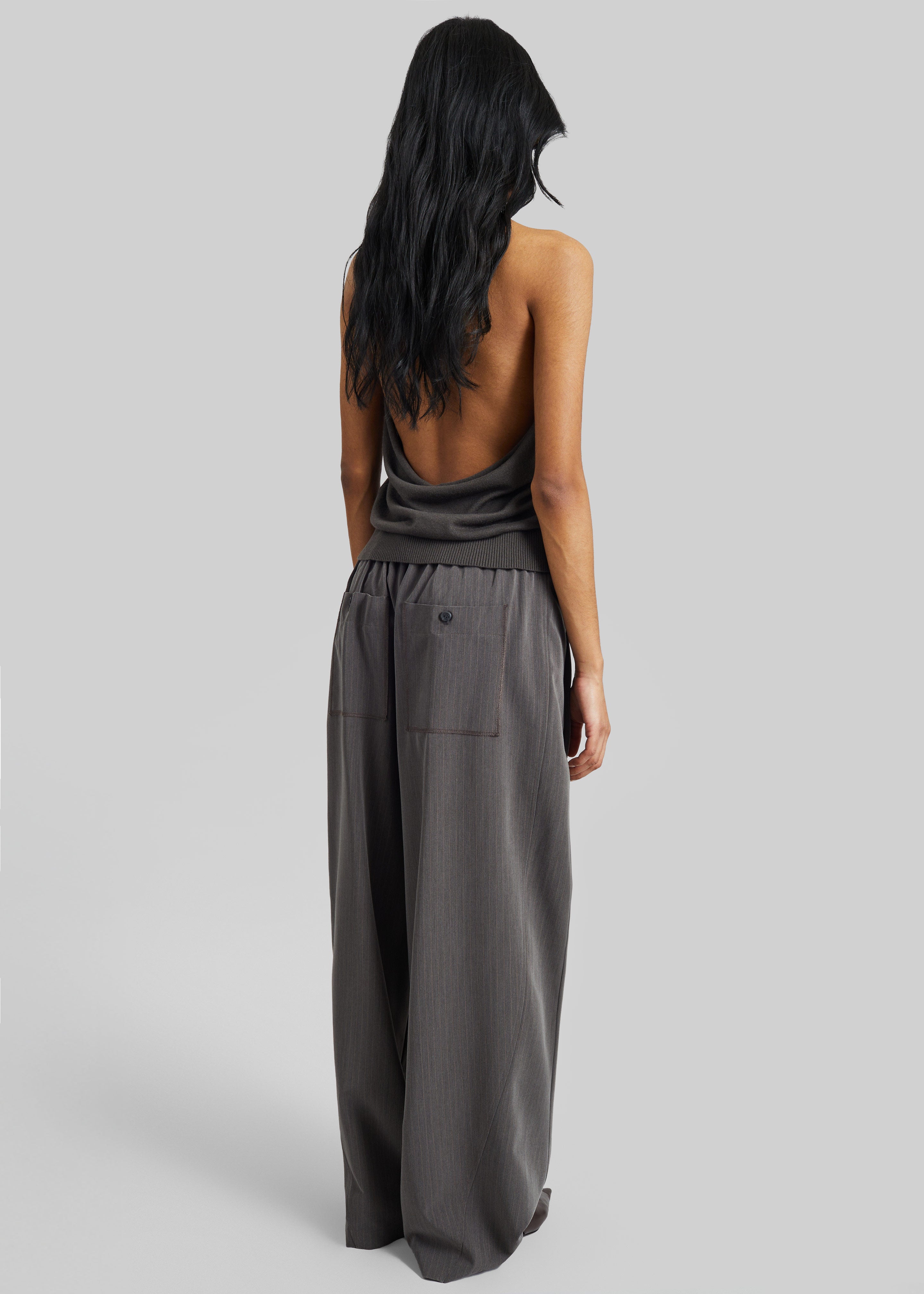 Loire Curved Pants - Charcoal Pinstripe - 5