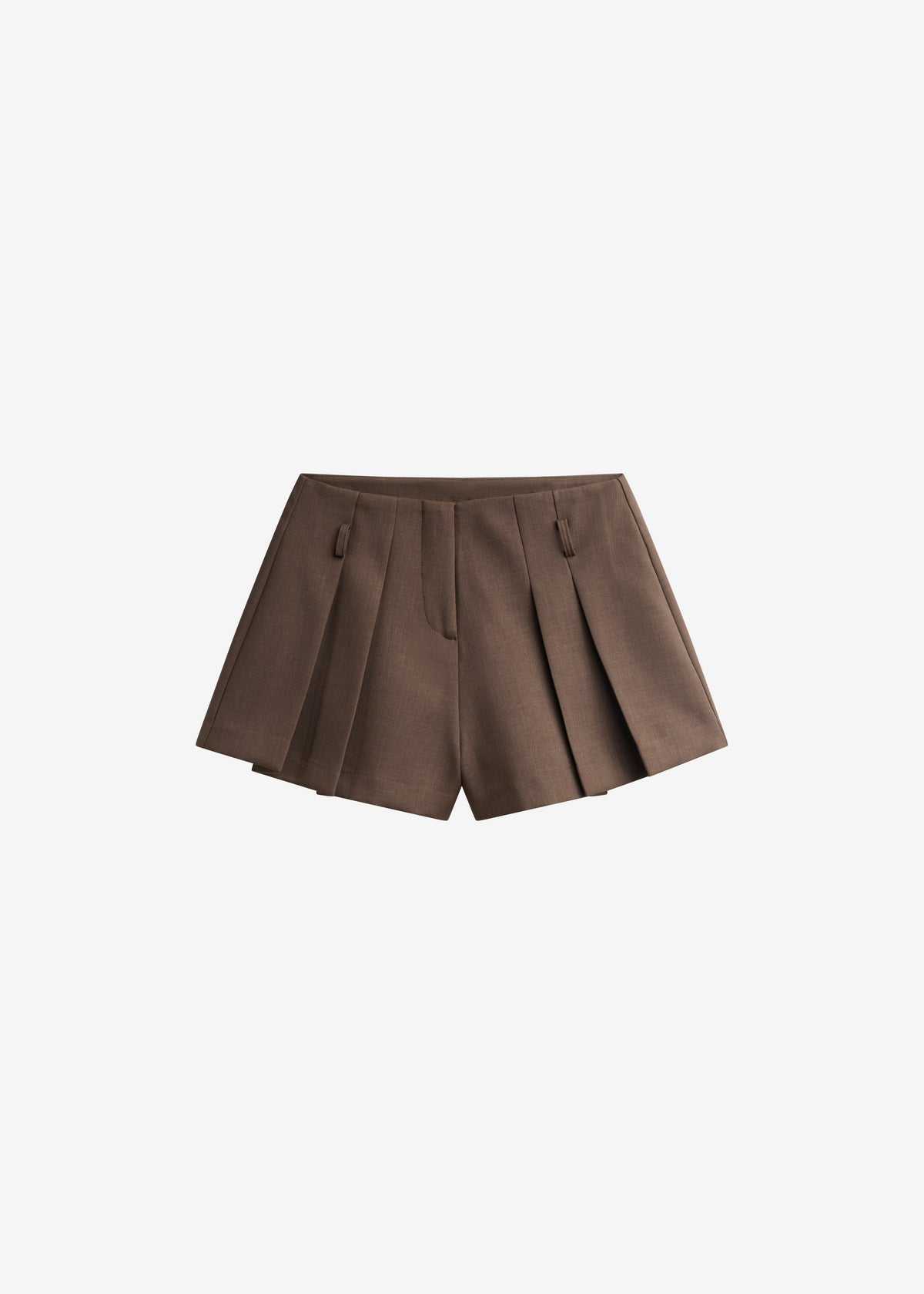 Lojsta Pleated Mini Shorts - Brown - 10