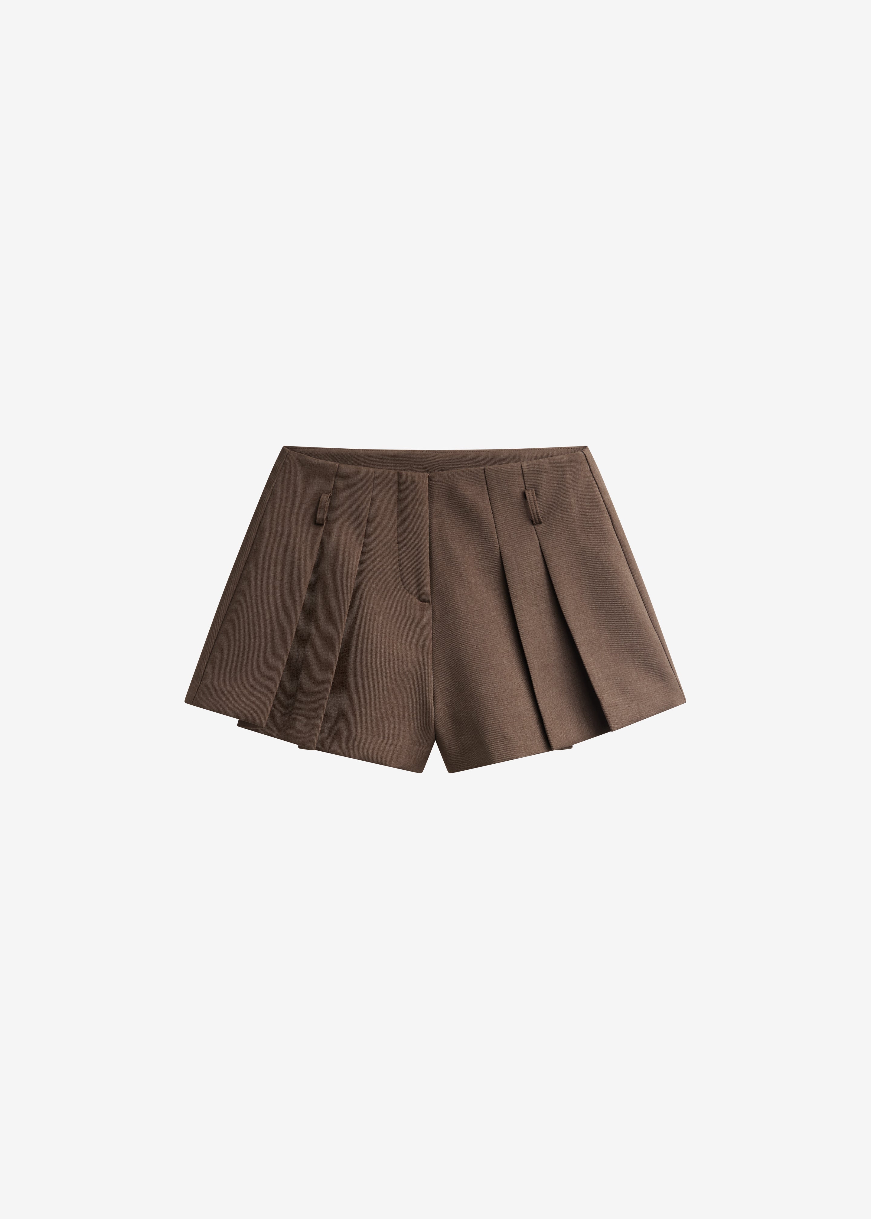 Lojsta Pleated Mini Shorts - Brown - 10