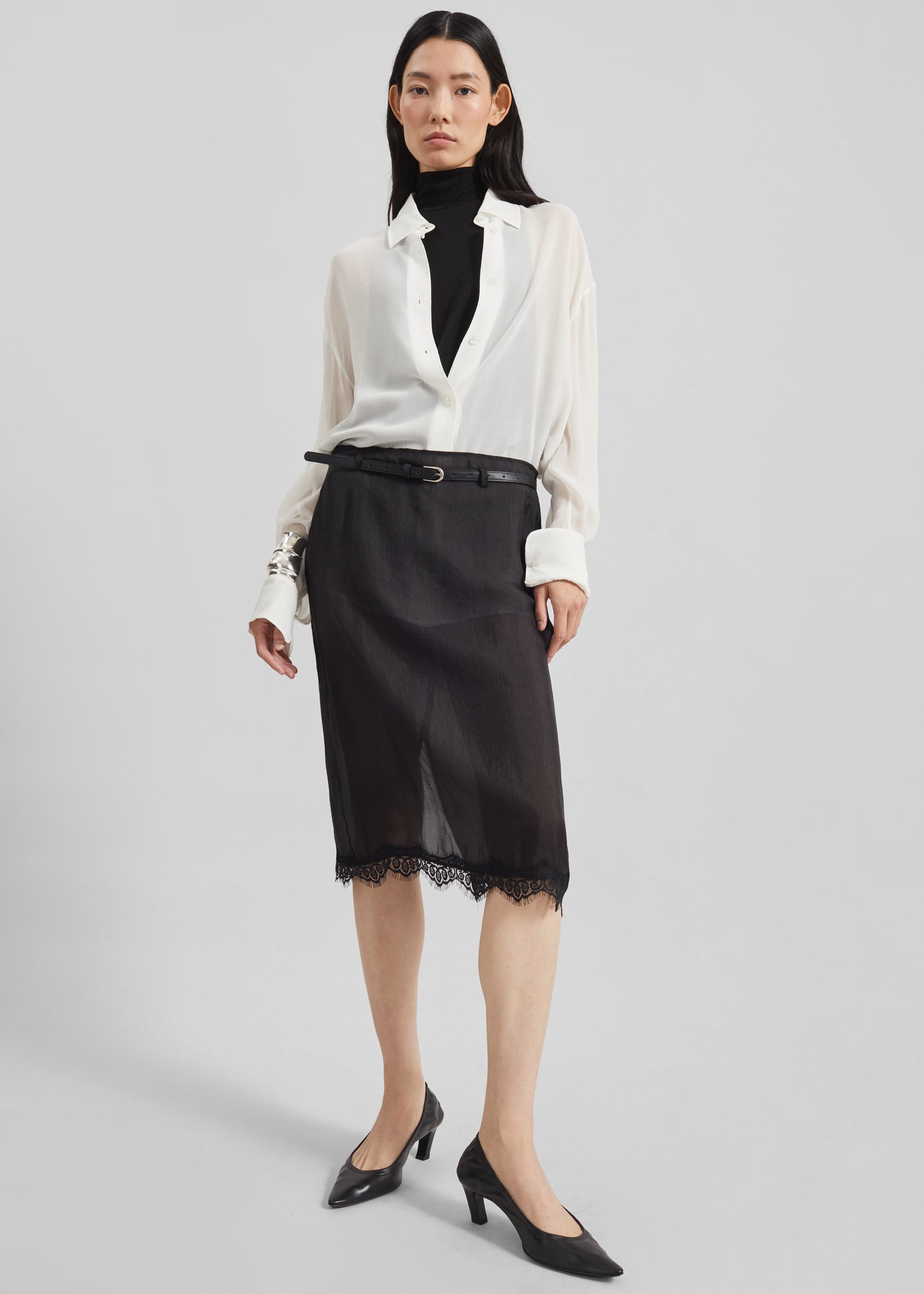 Yara Sheer Midi Skirt Black – The Frankie Shop