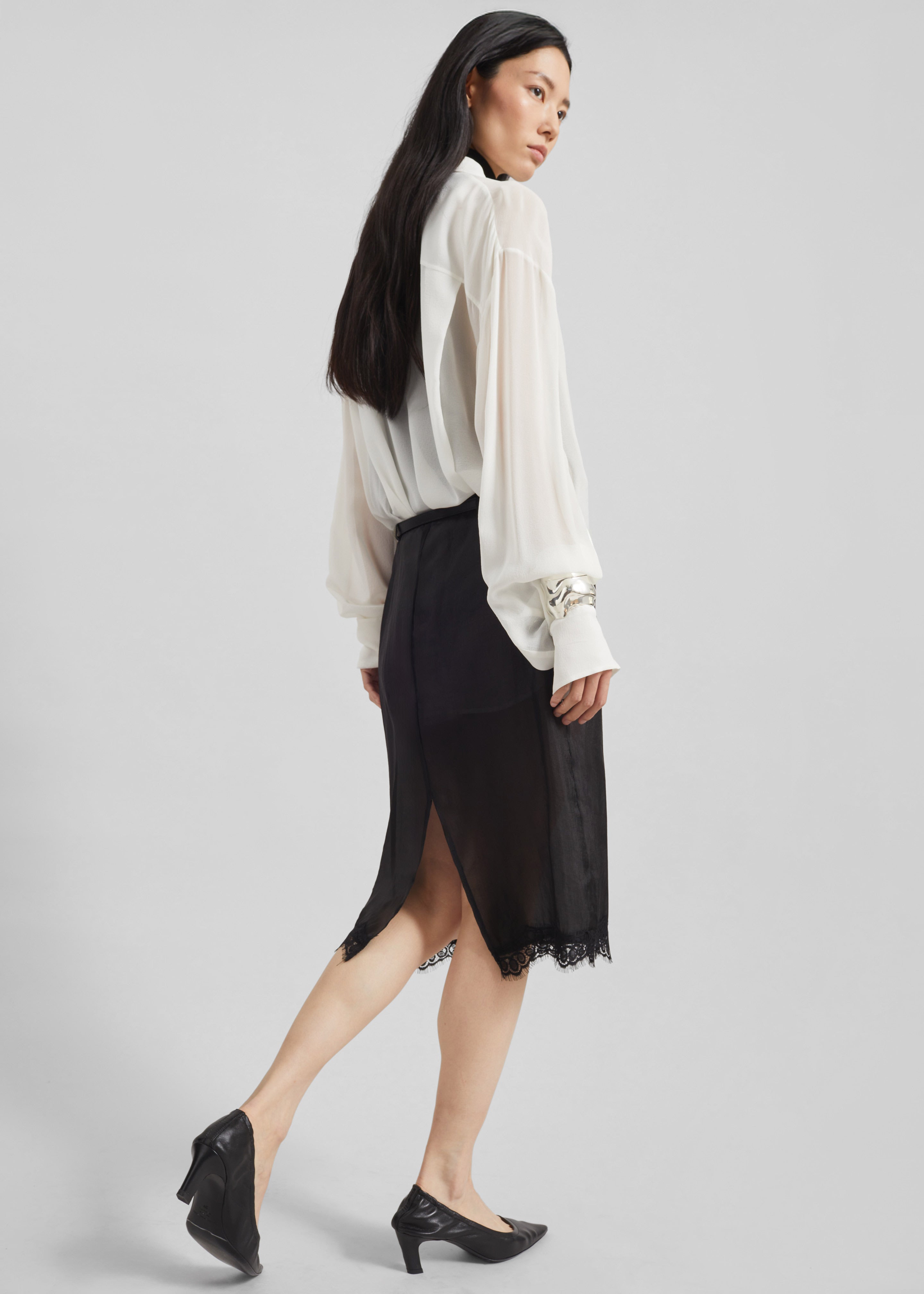 Lolai Sheer Lace Skirt - Black - 8