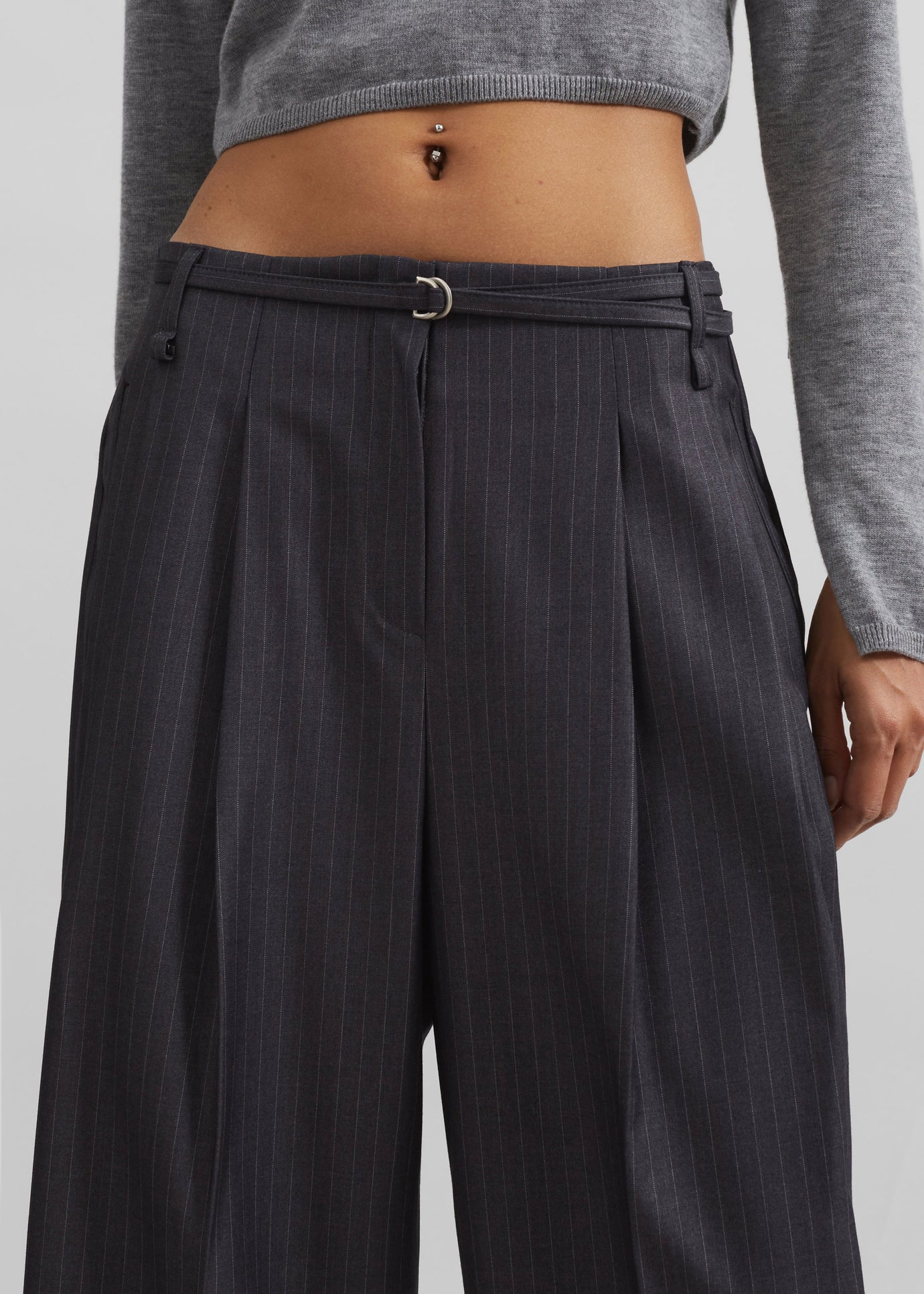 Loma Pintuck Trousers - Charcoal/White Pinstripe - 1