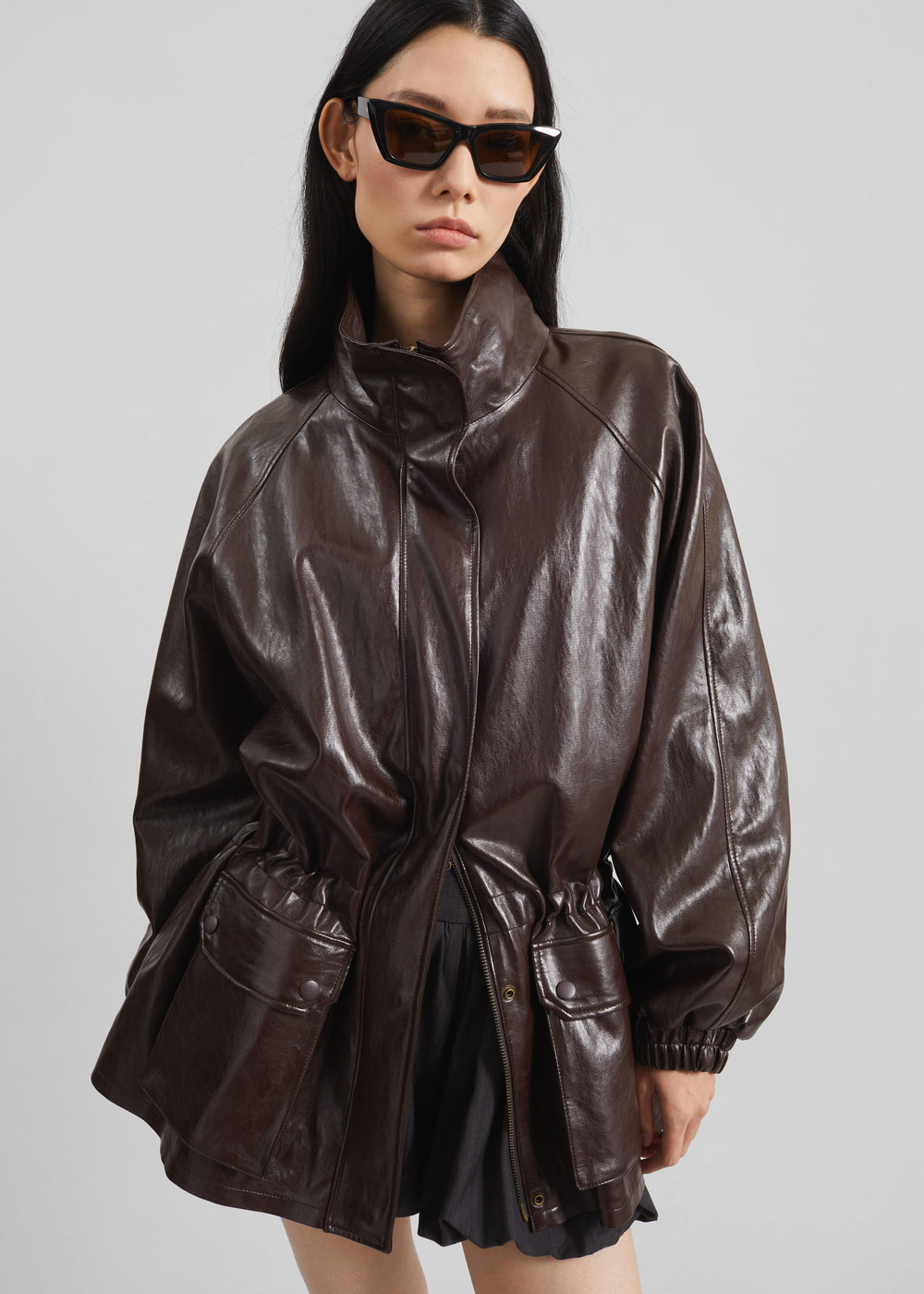 Lommel Faux Leather Jacket - Brown