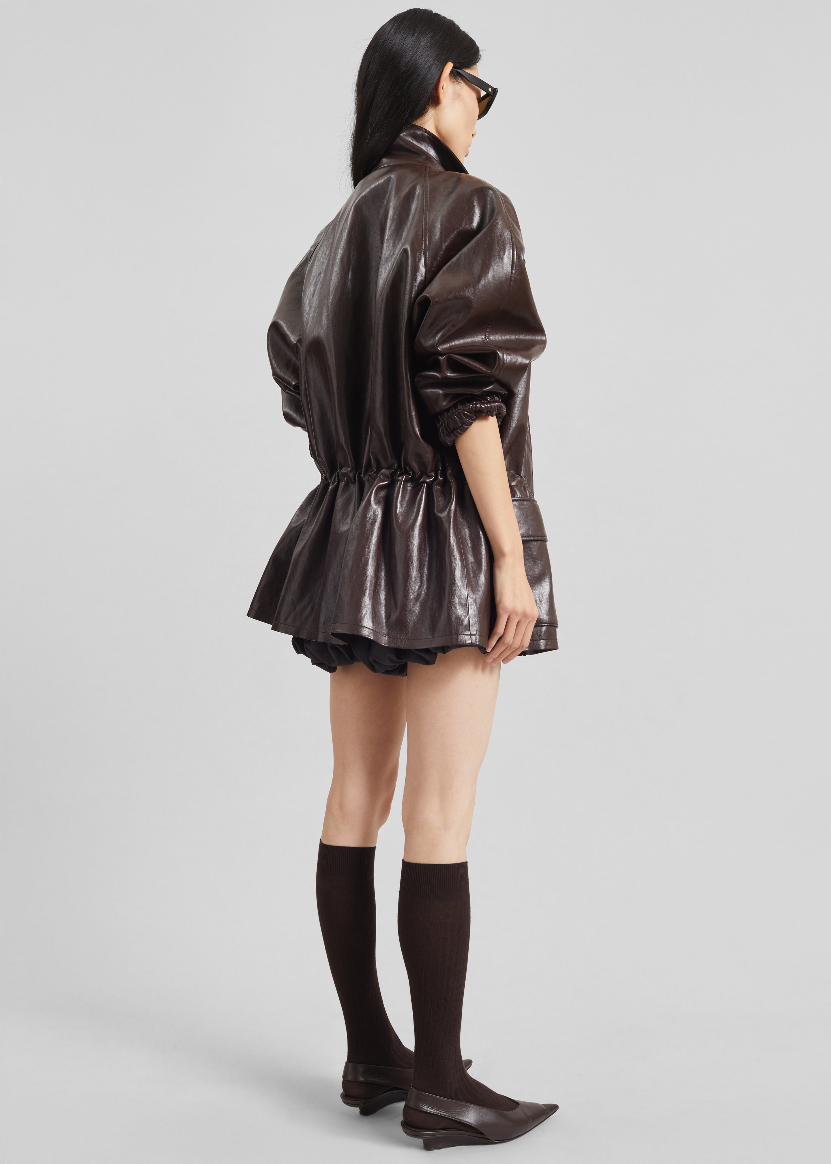 Lommel Faux Leather Jacket - Brown - 8