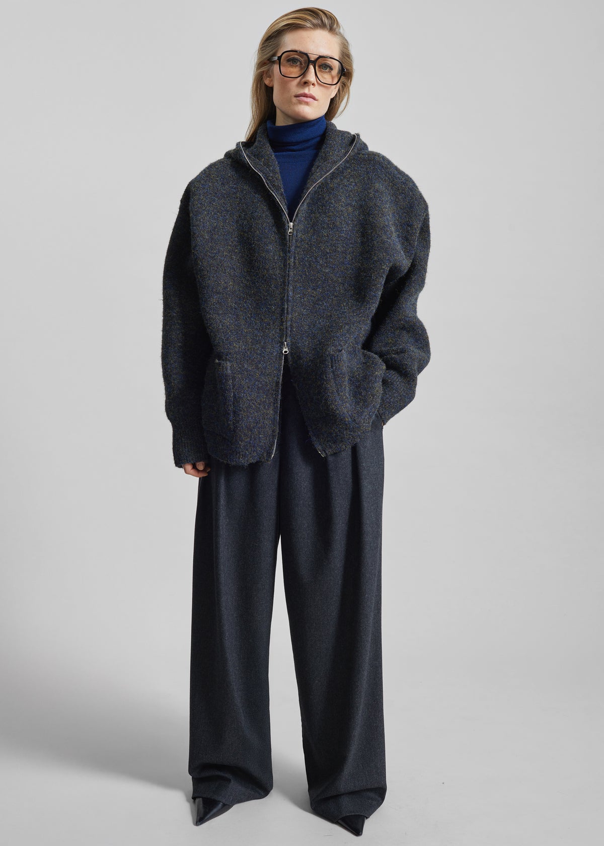 Shop the look image for Lonrai Knit Hooded Cardigan - Charcoal Melange