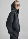 Lonrai Knit Hooded Cardigan - Charcoal Melange
