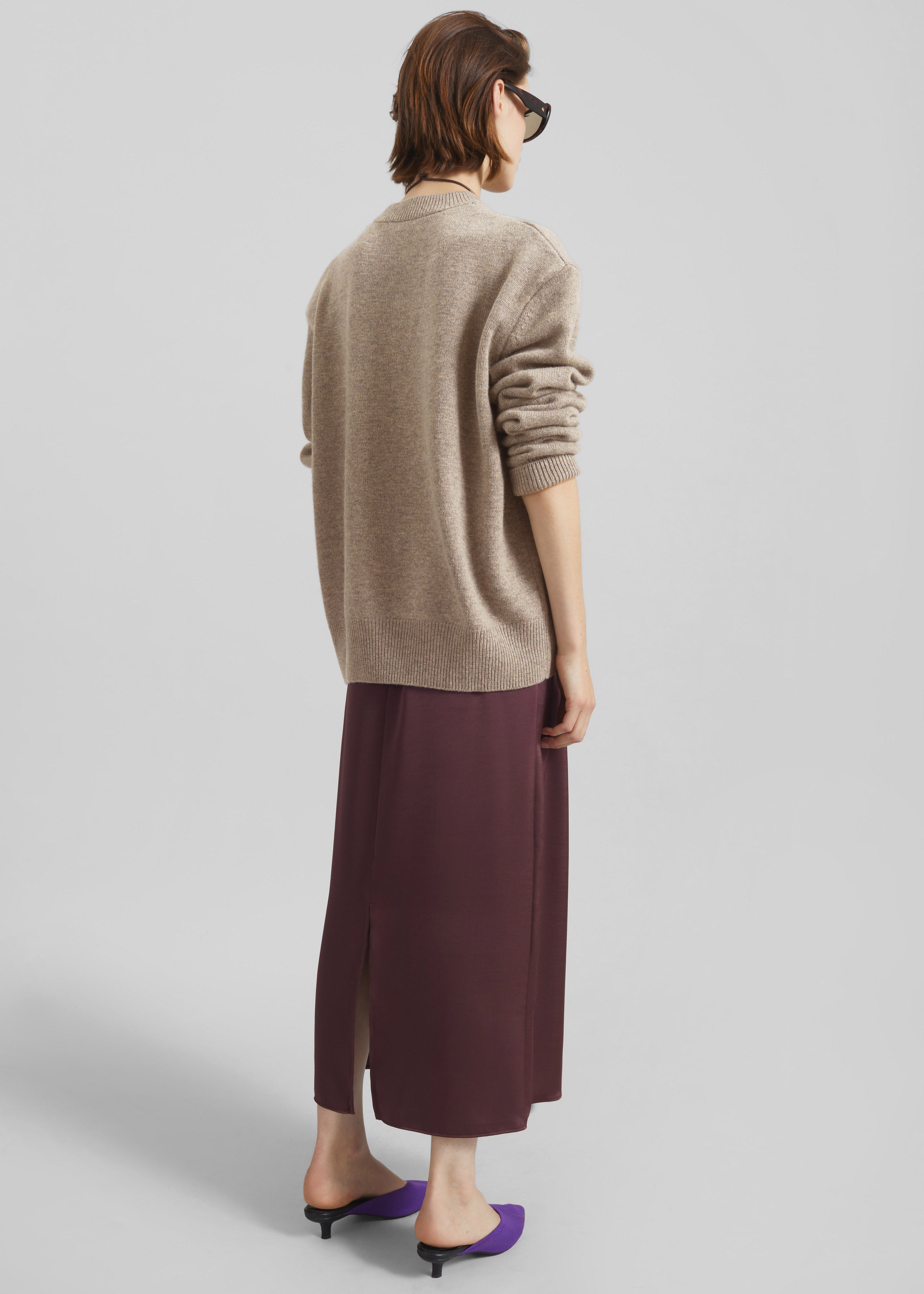 Loray Satin Midi Skirt - Burgundy - 6