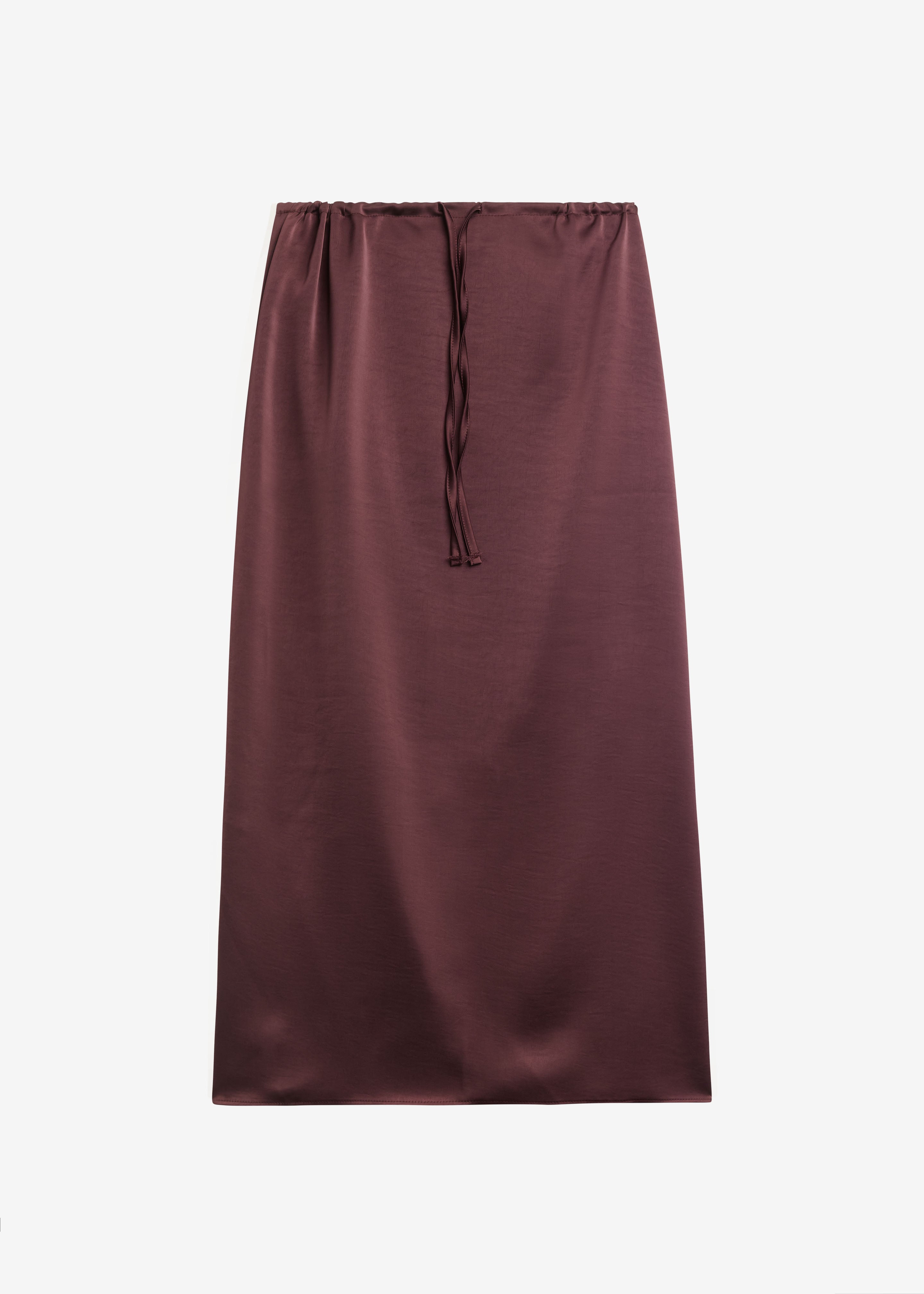 Loray Satin Midi Skirt - Burgundy - 7