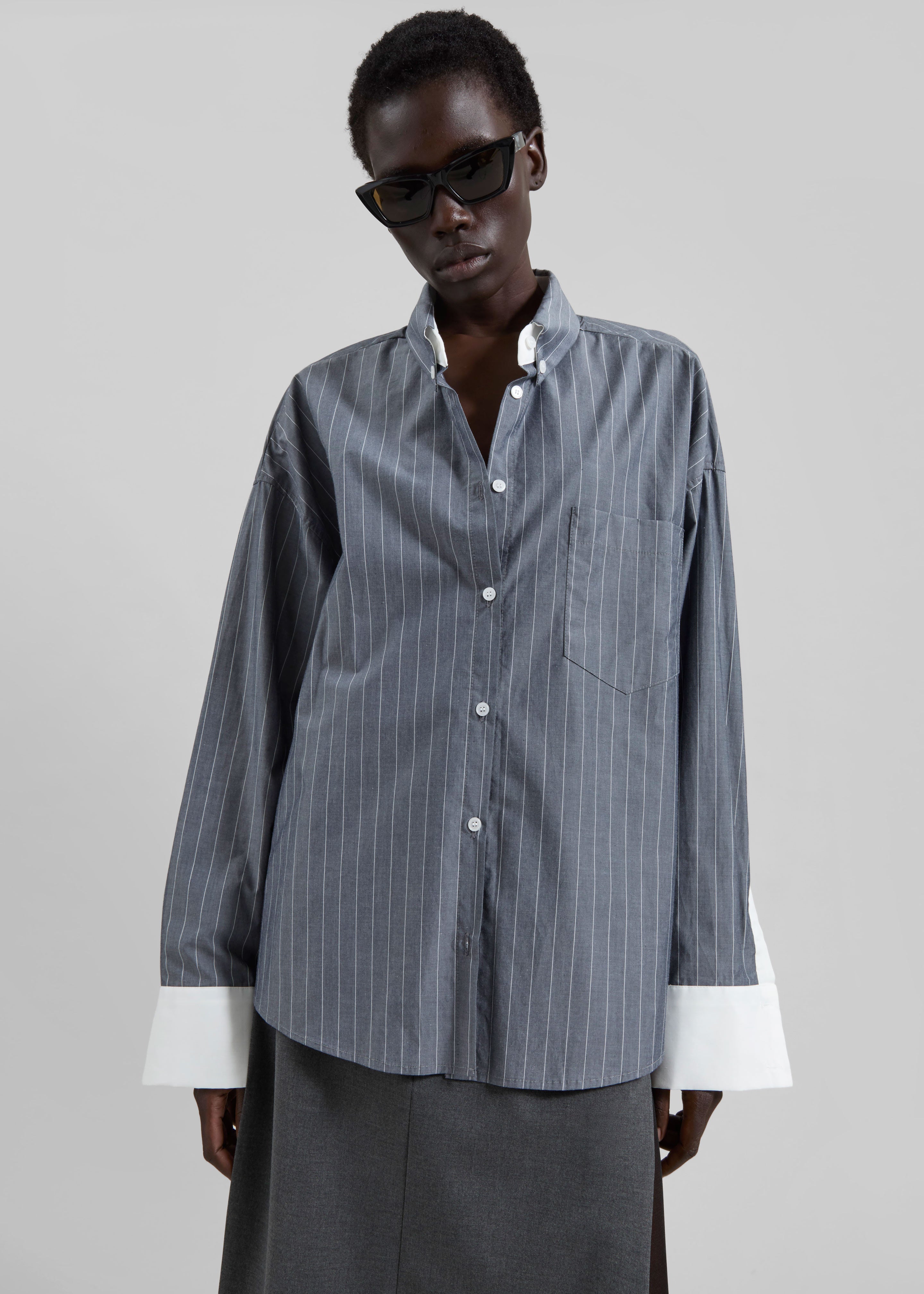 Lorna Shirt - Grey/White Pinstripe - 6