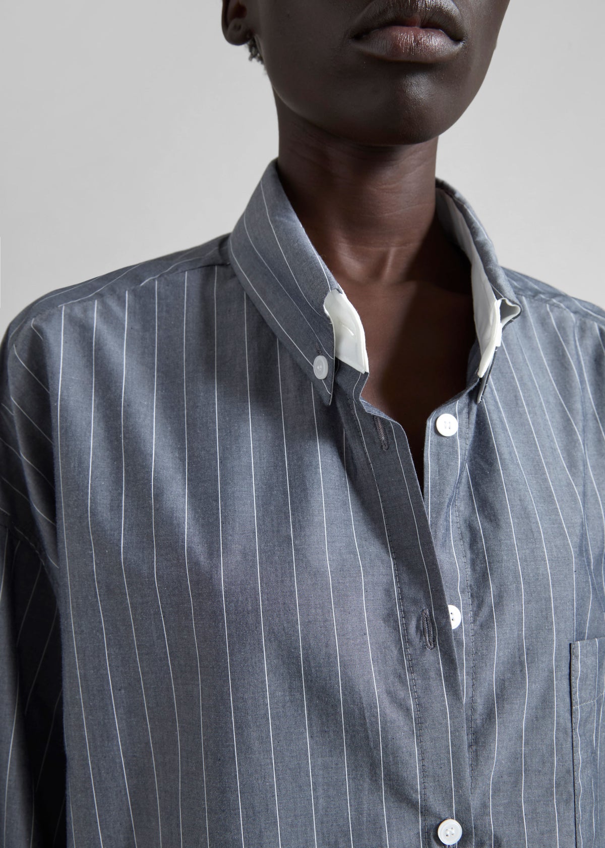 Lorna Shirt - Grey/White Pinstripe - 3
