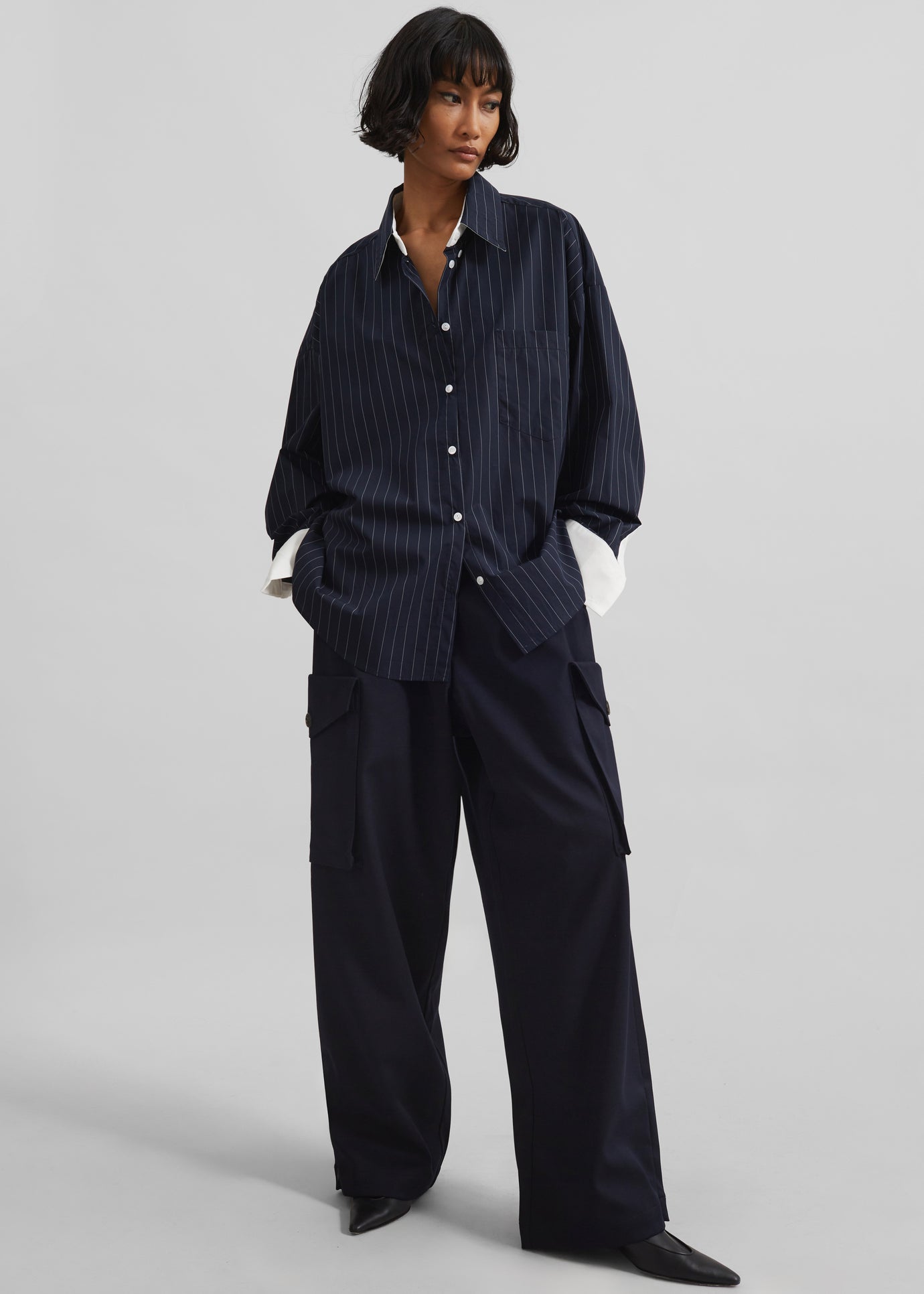 Lorna Shirt - Navy/White Pinstripe - 1