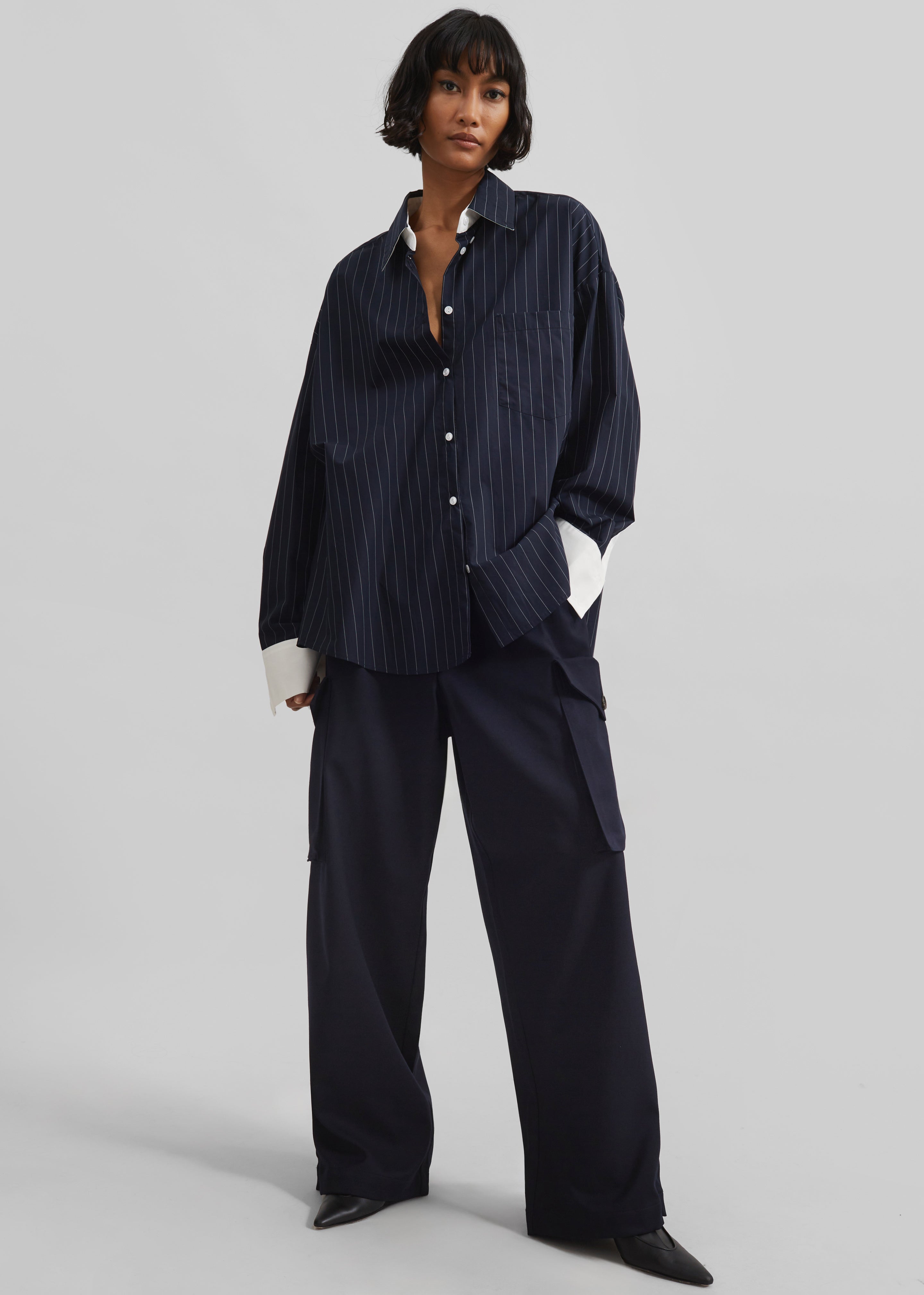 Lorna Shirt - Navy/White Pinstripe - 7