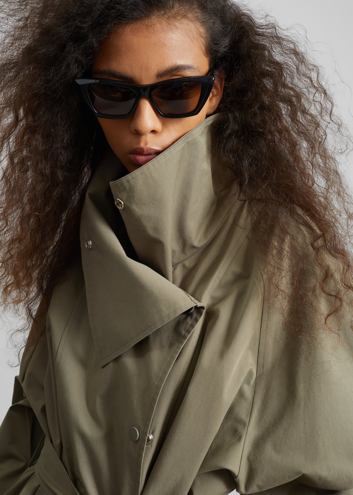 Lottie Wing Collar Trench Coat - Olive - 5