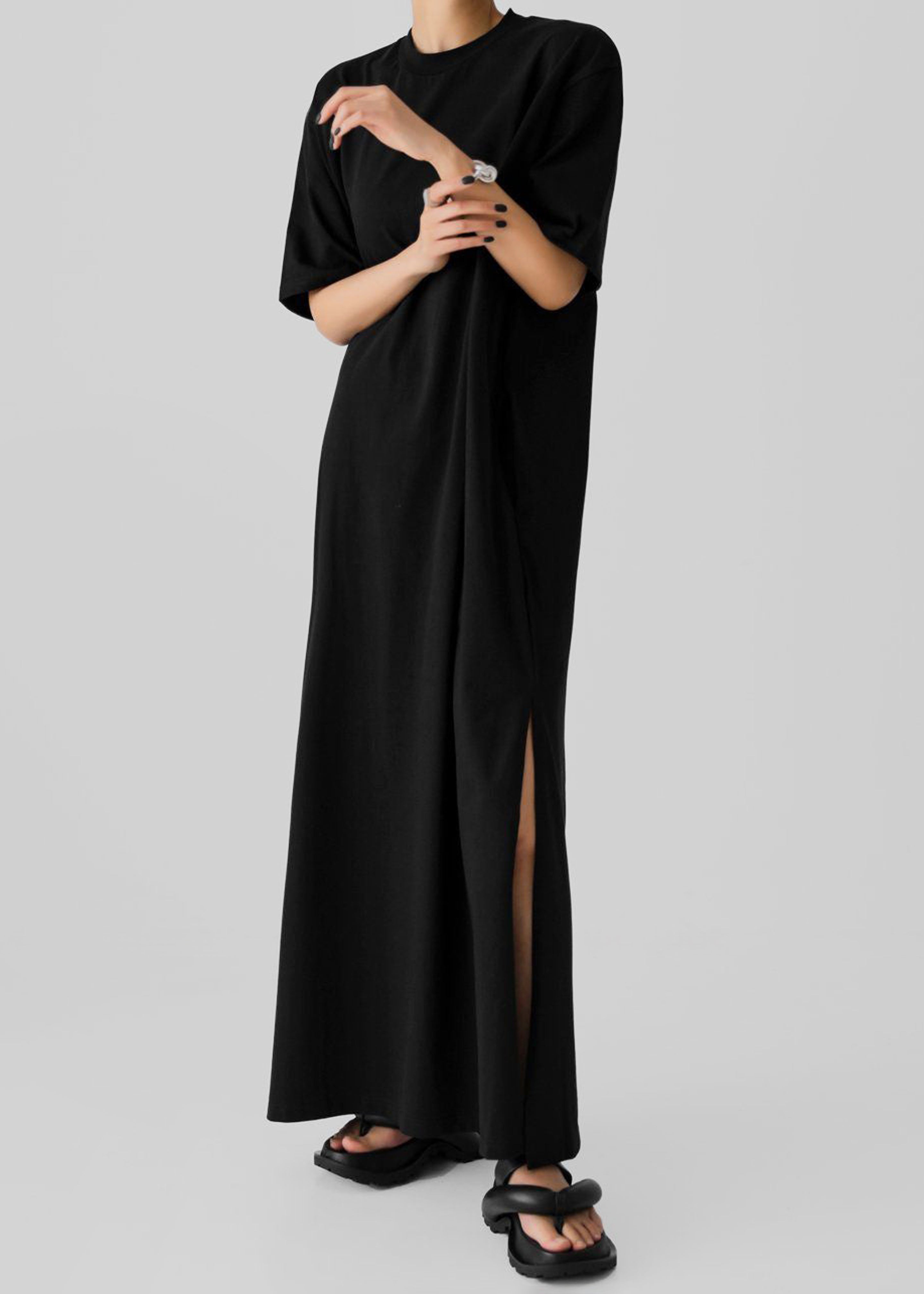 Lou Oversized Tee Dress - Black - ONE SIZE - The Frankie Shop