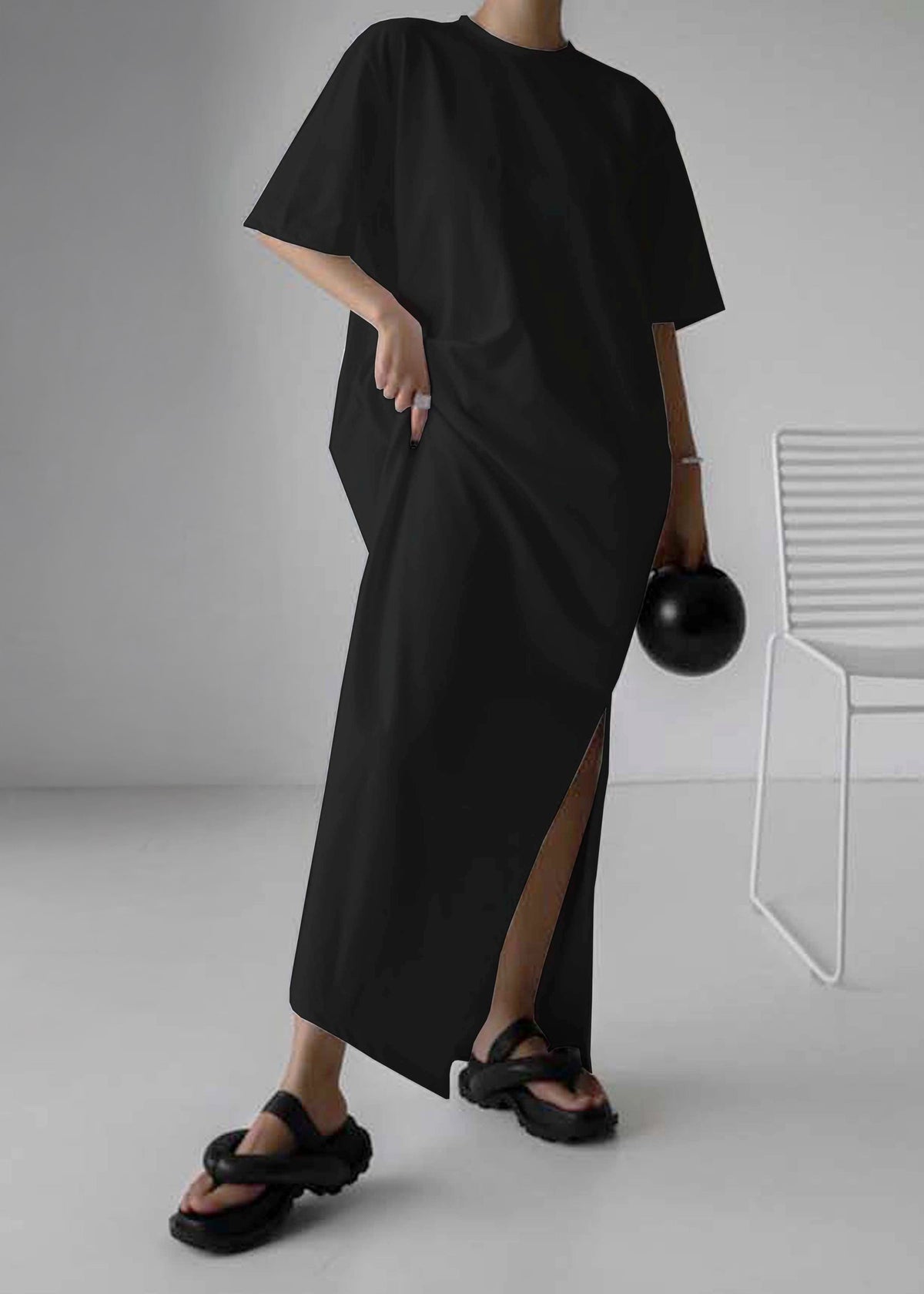 Lou Oversized Tee Dress - Black - 2