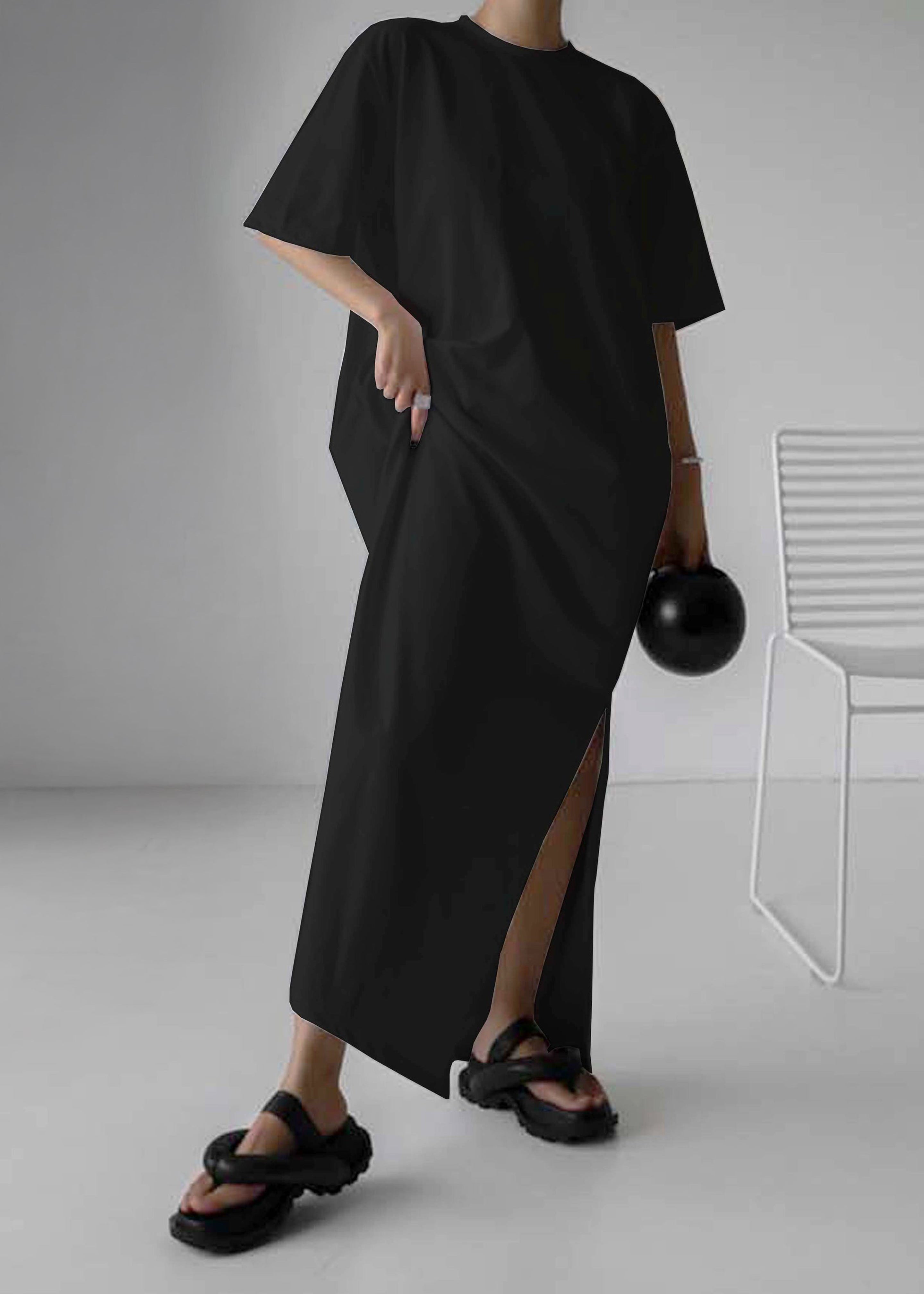 Lou Oversized Tee Dress - Black - 2