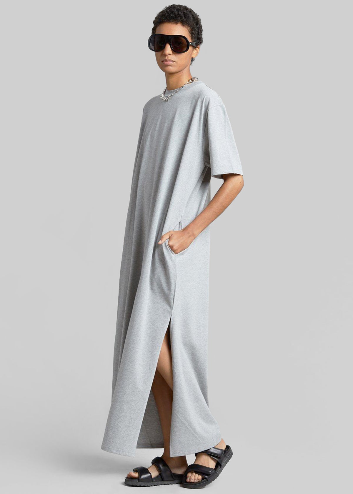 Lou Oversized Tee Dress - Heather Grey The Frankie Shop Lou Oversized Tee Dress - Heather Grey The Frankie Shop