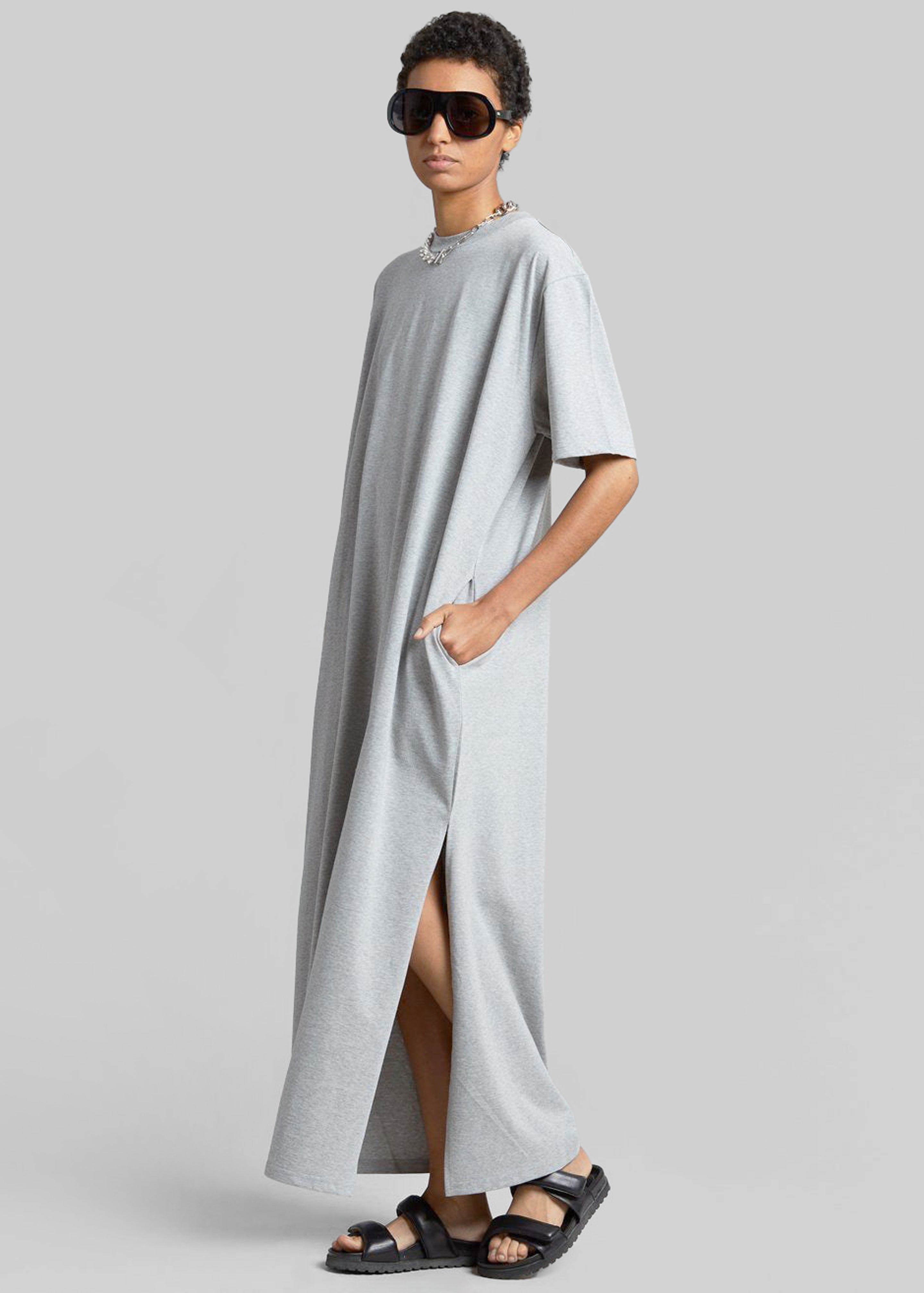 Lou Oversized Tee Dress - Heather Grey  The Frankie Shop