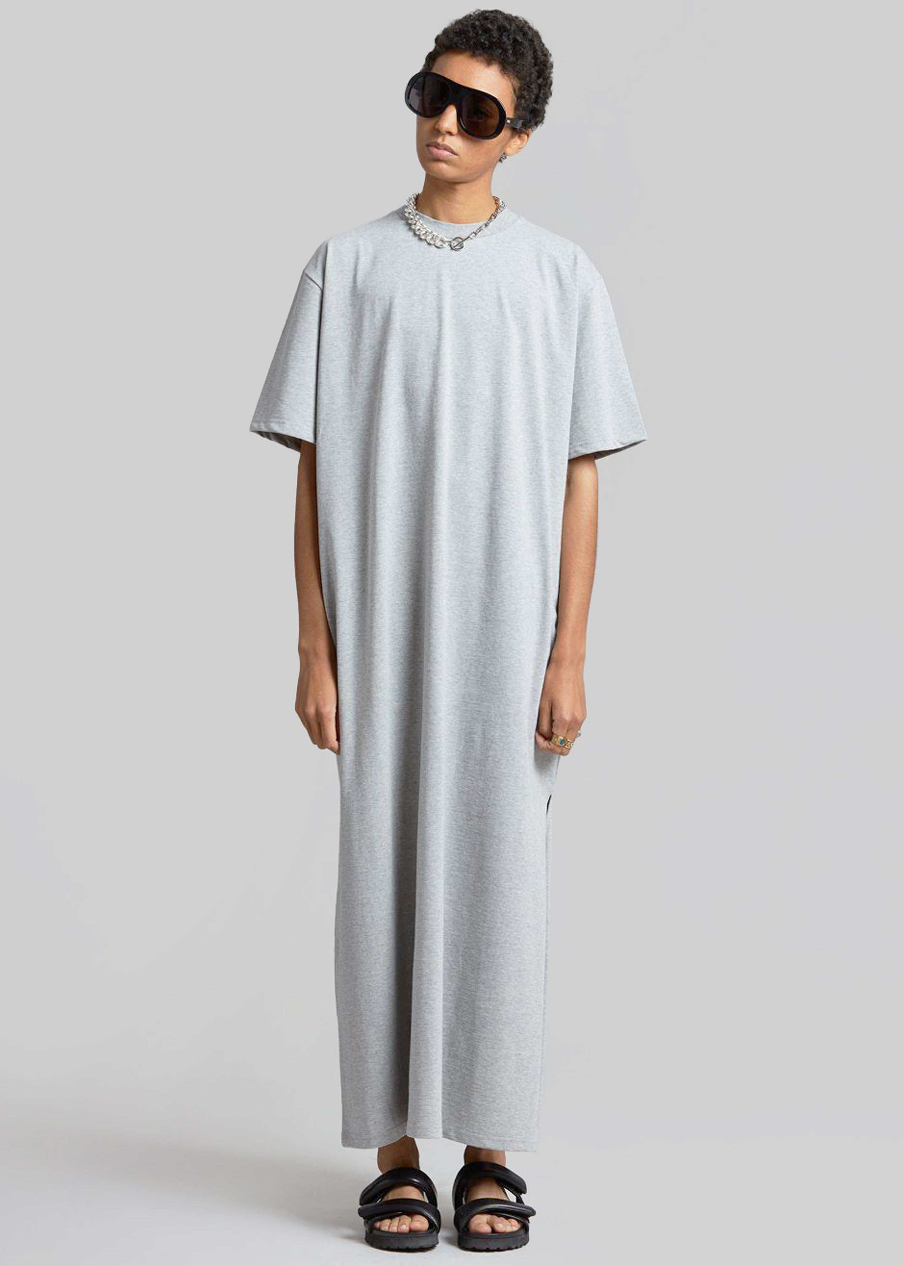 Lou Oversized Tee Dress - Heather Grey - 5