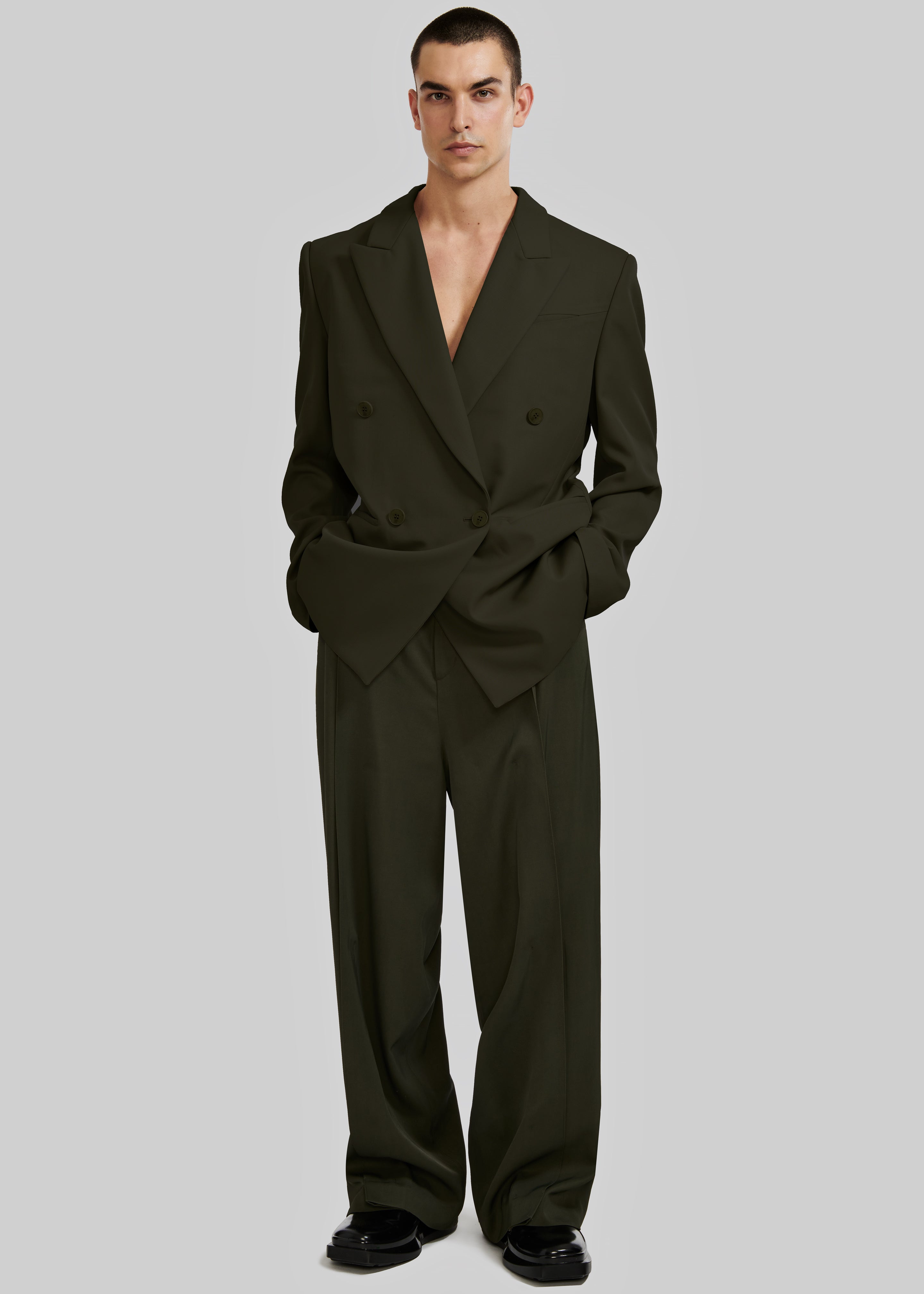 Louis Gabriel Nouchi Double Breasted Jacket With 4 Buttons - Army - 3