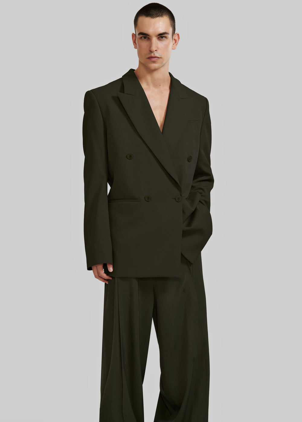 Louis Gabriel Nouchi Double Breasted Jacket With 4 Buttons - Army - 1