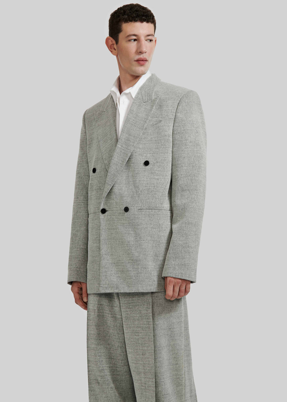 Louis Gabriel Nouchi Double Breasted Jacket With 4 Buttons - Grey Melange