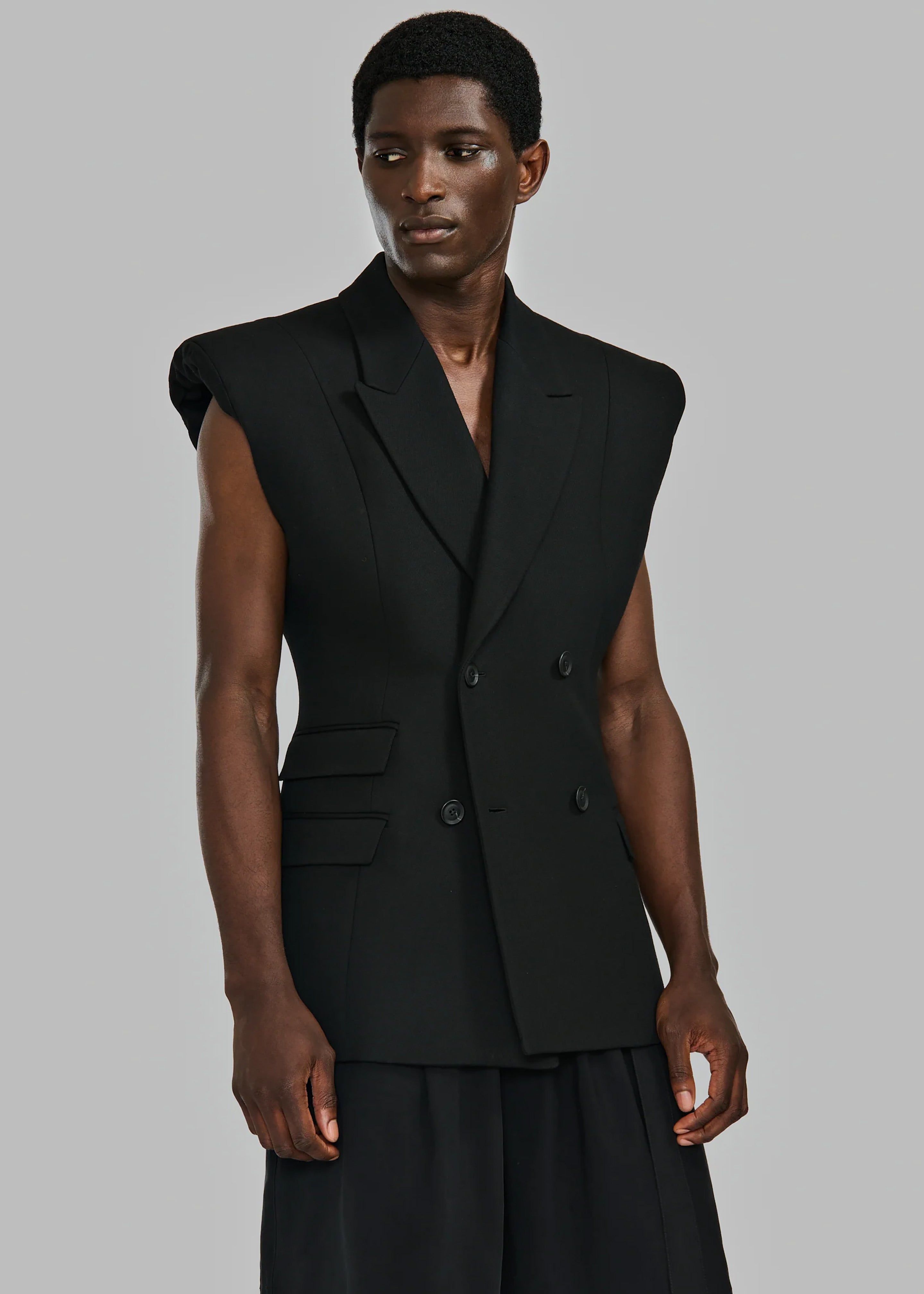 Louis Gabriel Nouchi Double Breasted Sleeveless Jacket - Black – The ...