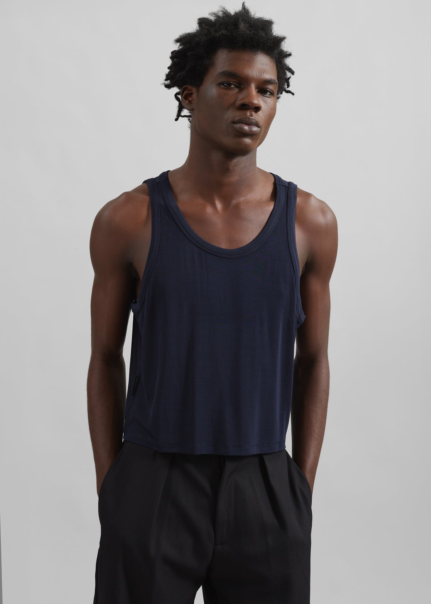 Louis Gabriel Nouchi Fluid Ribbed Tank Top - Night Blue