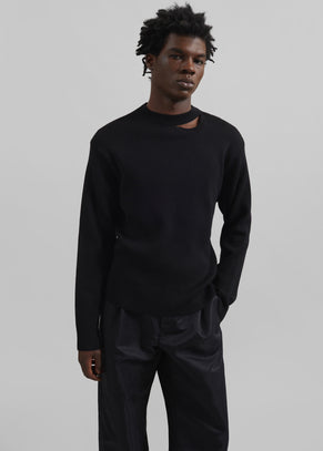 Louis Gabriel Nouchi Wool Jumper With Signature Opening - Black