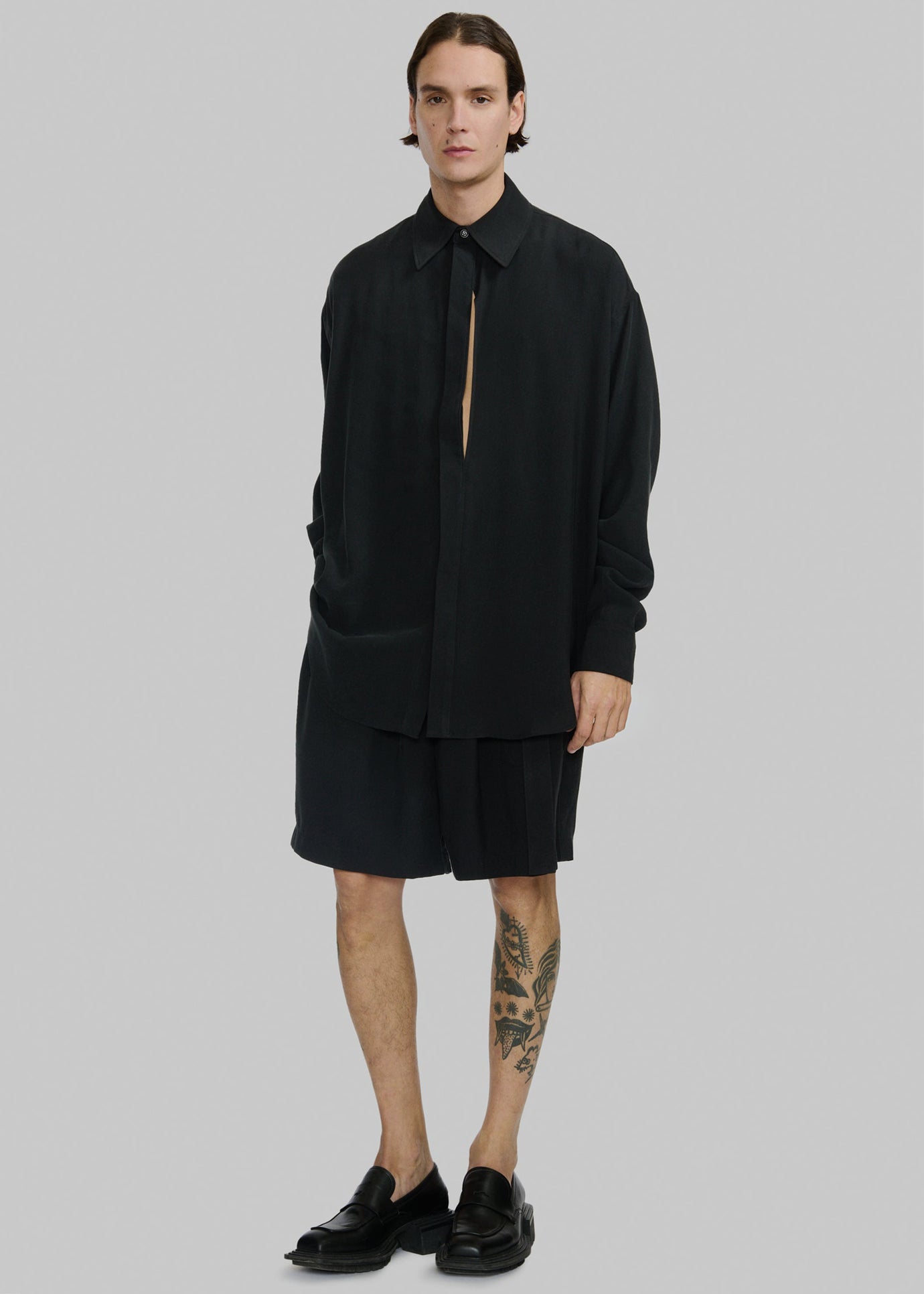 Louis Gabriel Nouchi Long Shirt With Signature Opening - Black - 1