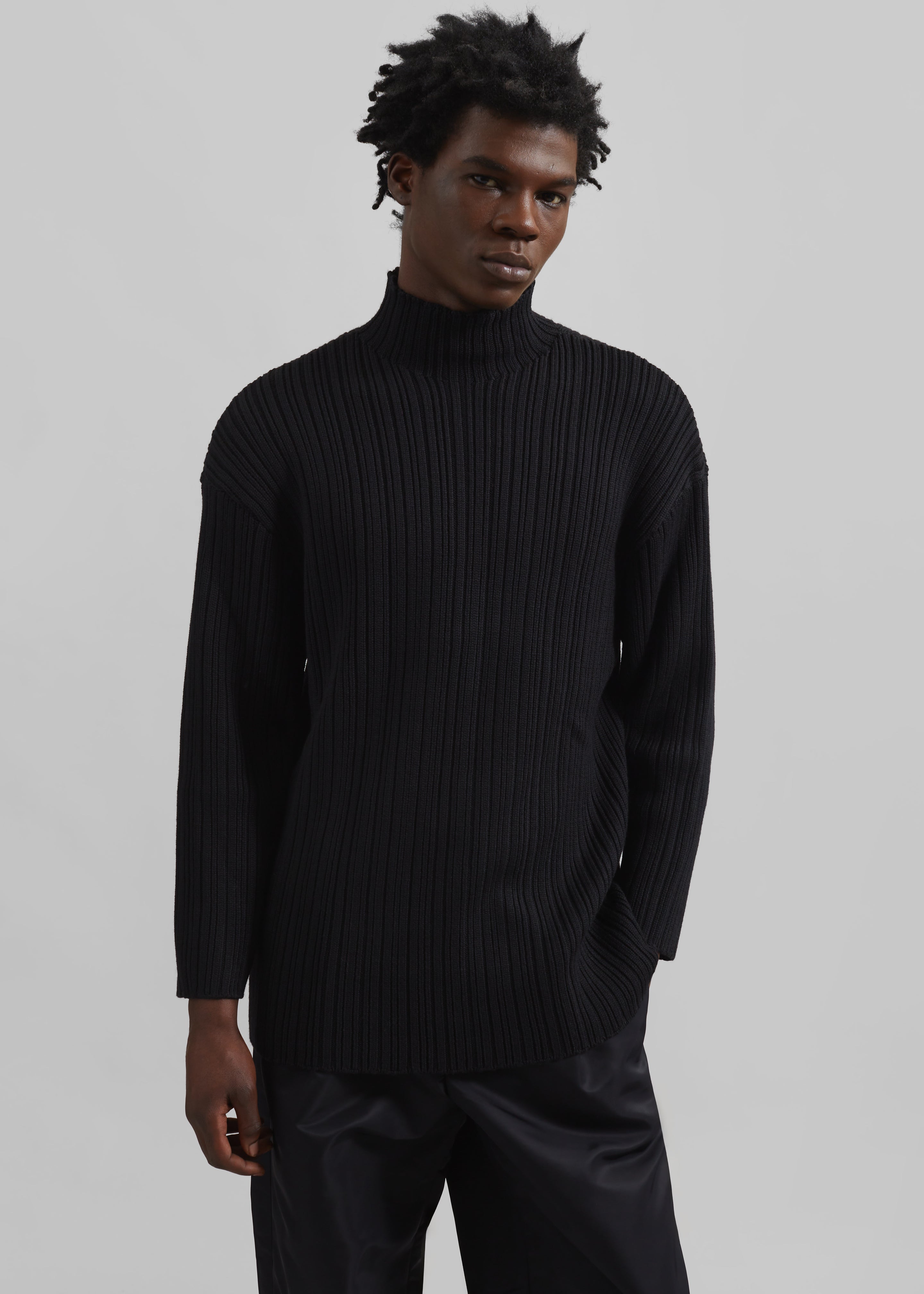 Louis Gabriel Nouchi Mockneck Rib Sweater - Black - 1