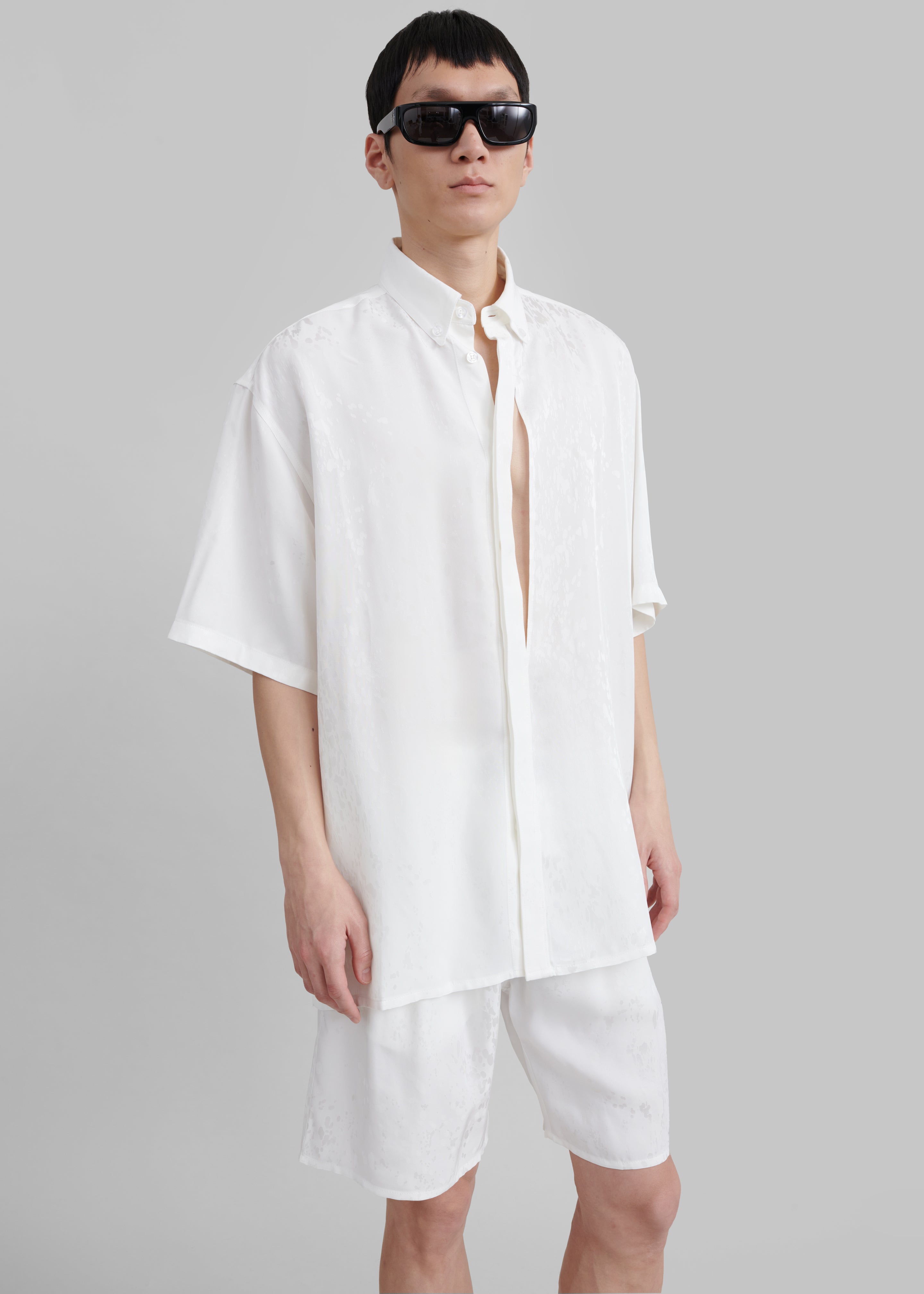 Louis Gabriel Nouchi Short Sleeves Shirt With Side Slits - White – The ...