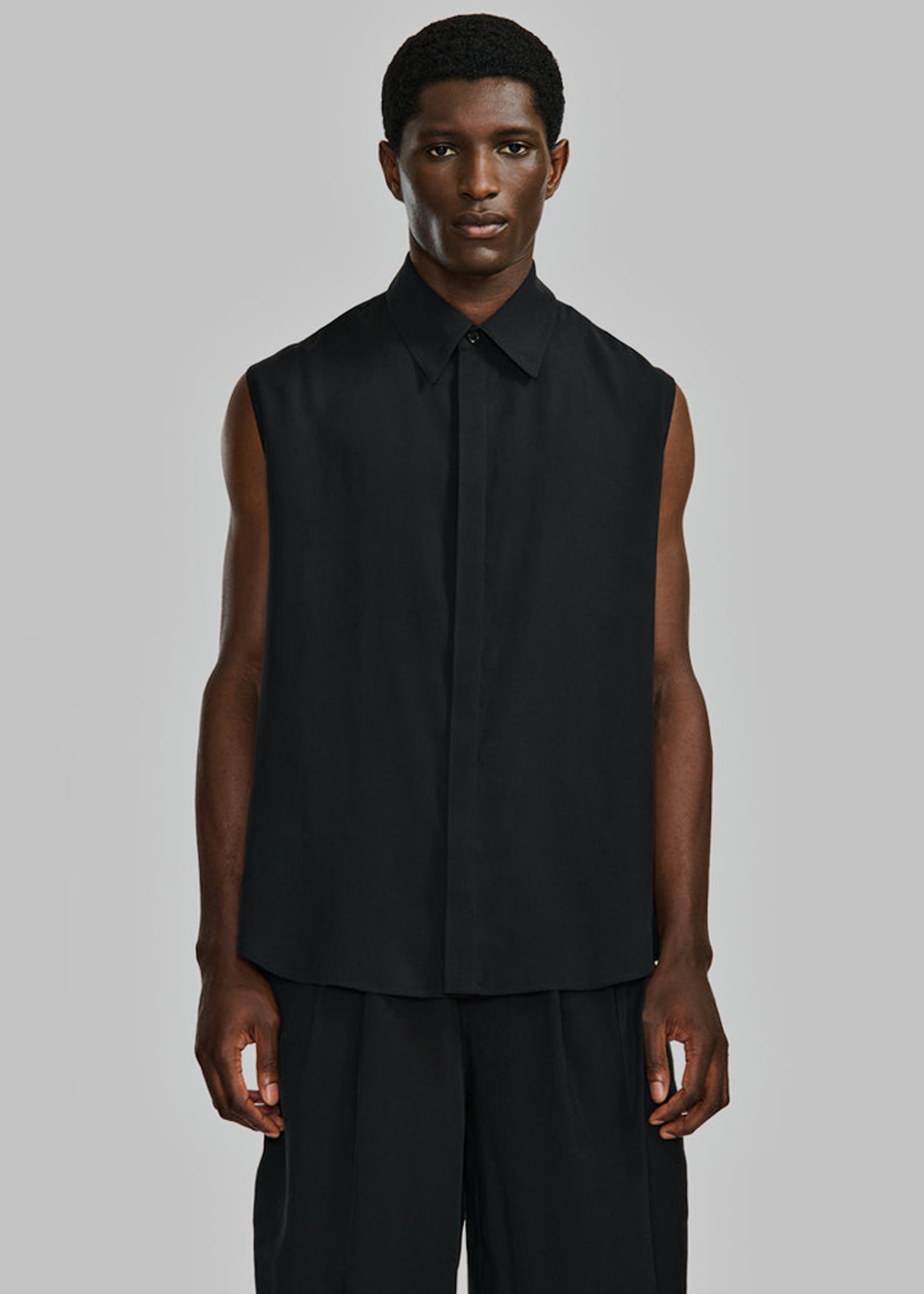 Louis Gabriel Nouchi Sleeveless Shirt With Back Twist - Black - 1
