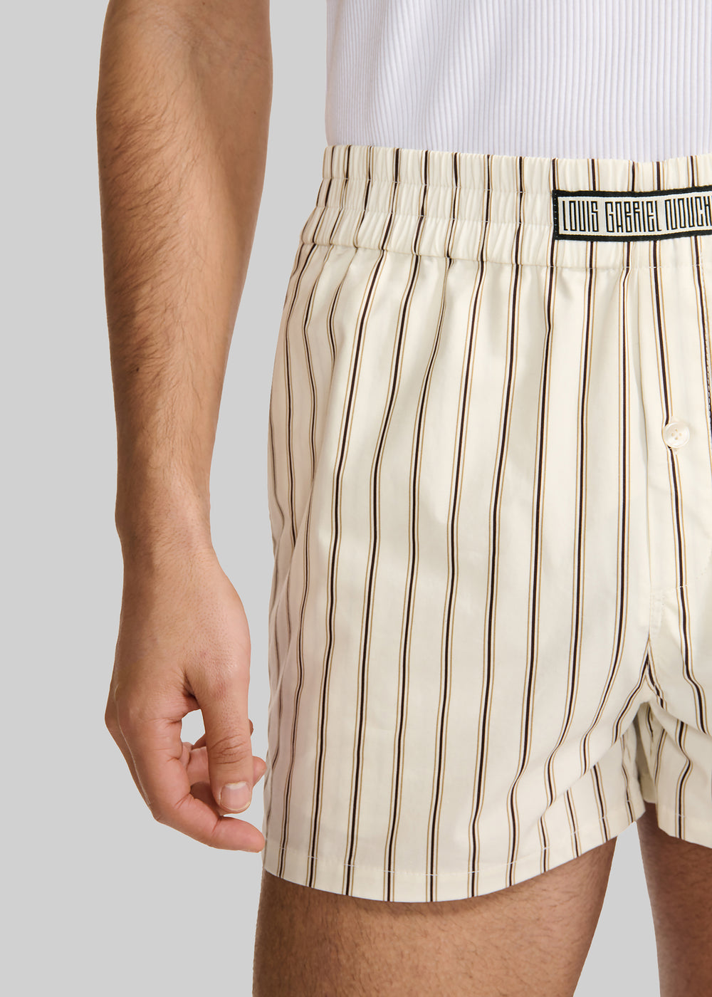 Louis Gabriel Nouchi Striped Cotton Shorts - Desert Pinstripes - 1