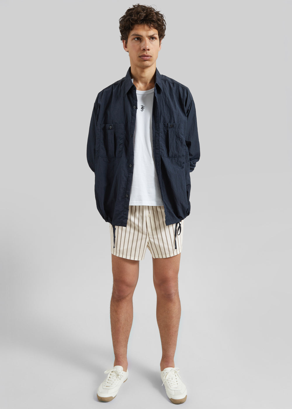 Louis Gabriel Nouchi Striped Cotton Shorts - Desert Pinstripes